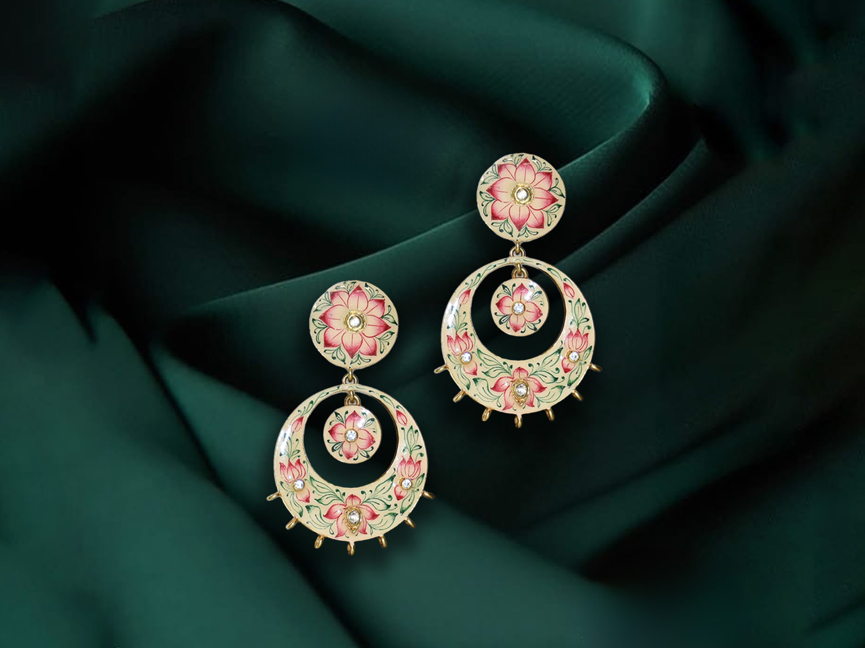 Hand-Painted Floral Hoop Earrings | Statement Ethnic Jewellery for Women