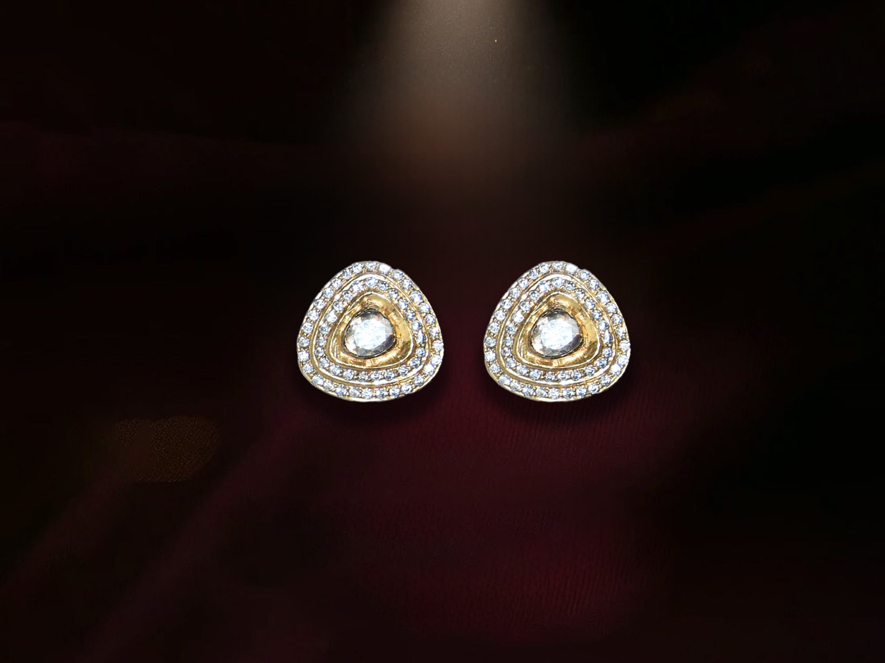 Triangular Polki Stud Earrings