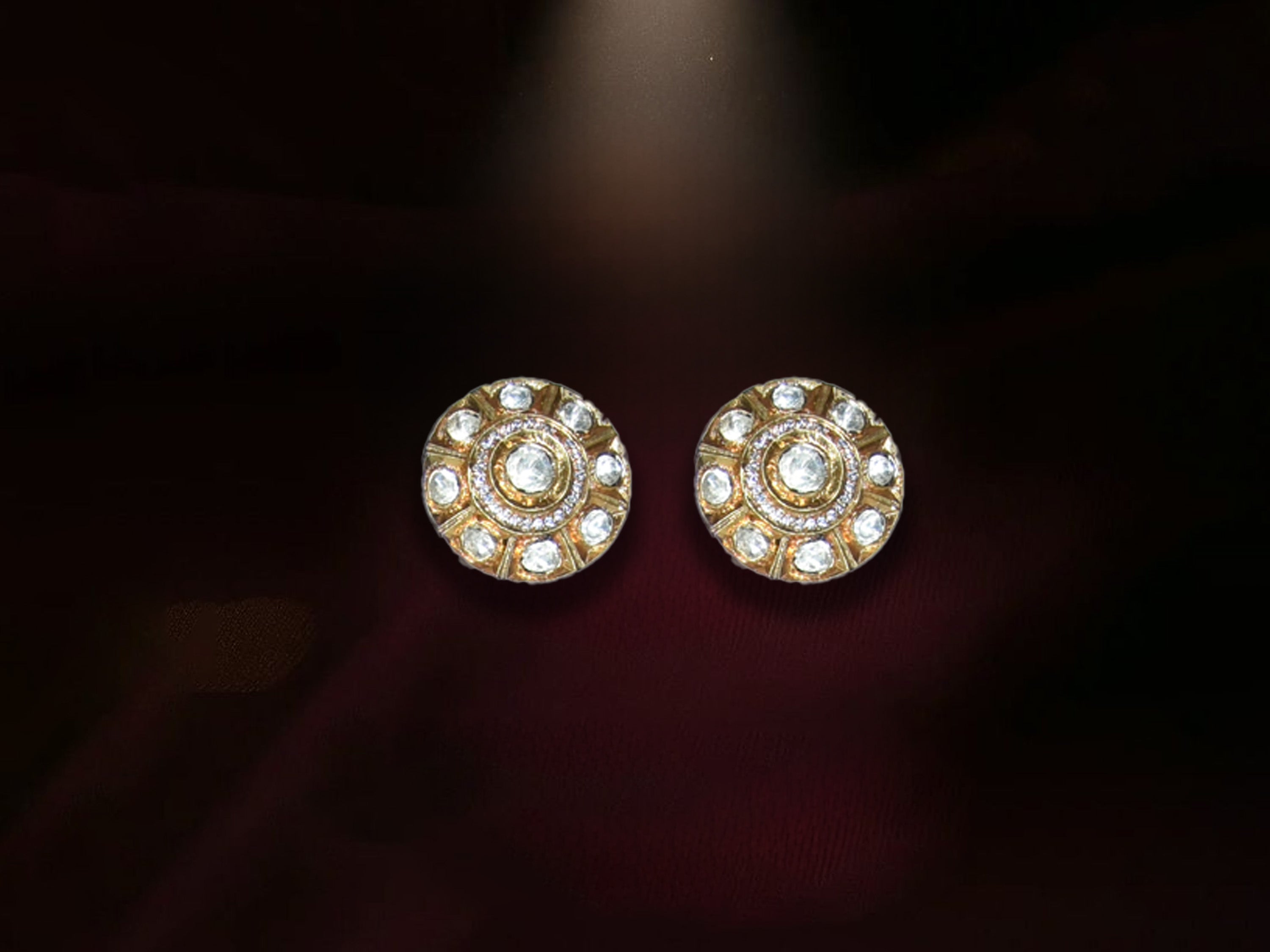Royal Circular Polki Stud Earrings