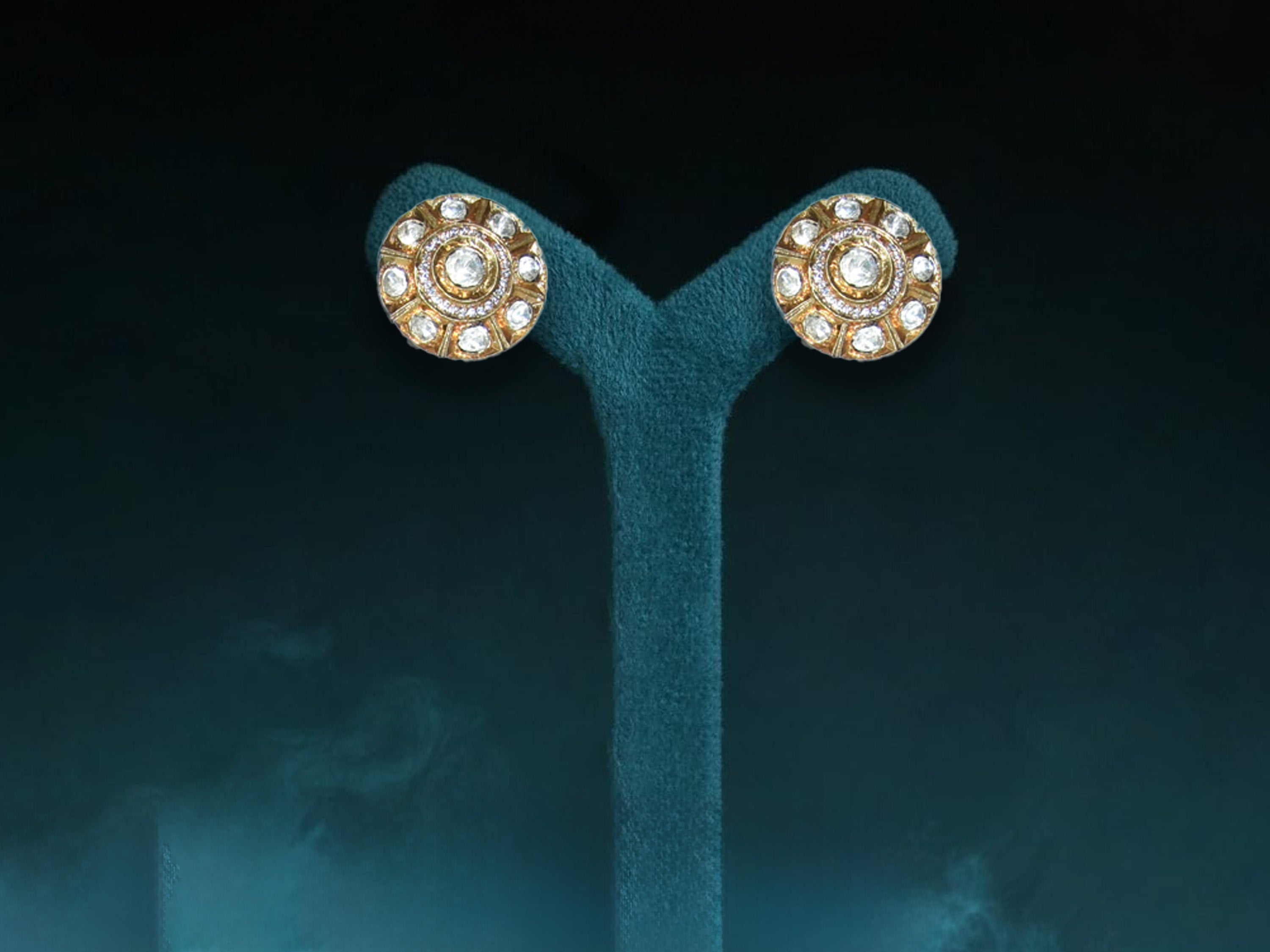 Royal Circular Polki Stud Earrings
