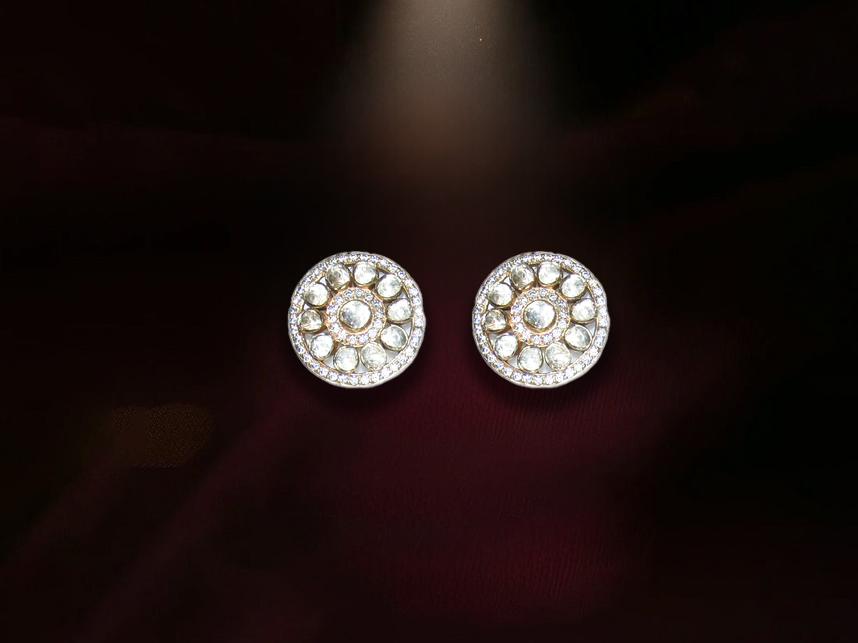 Radiant Polki Halo Stud Earrings