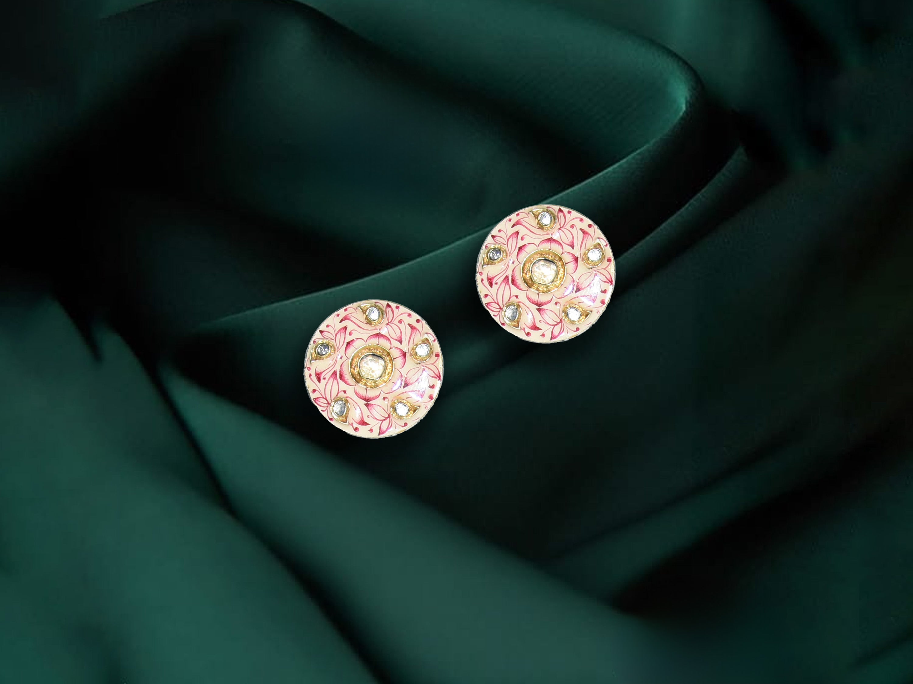 Pink Meenakari Stud Earrings