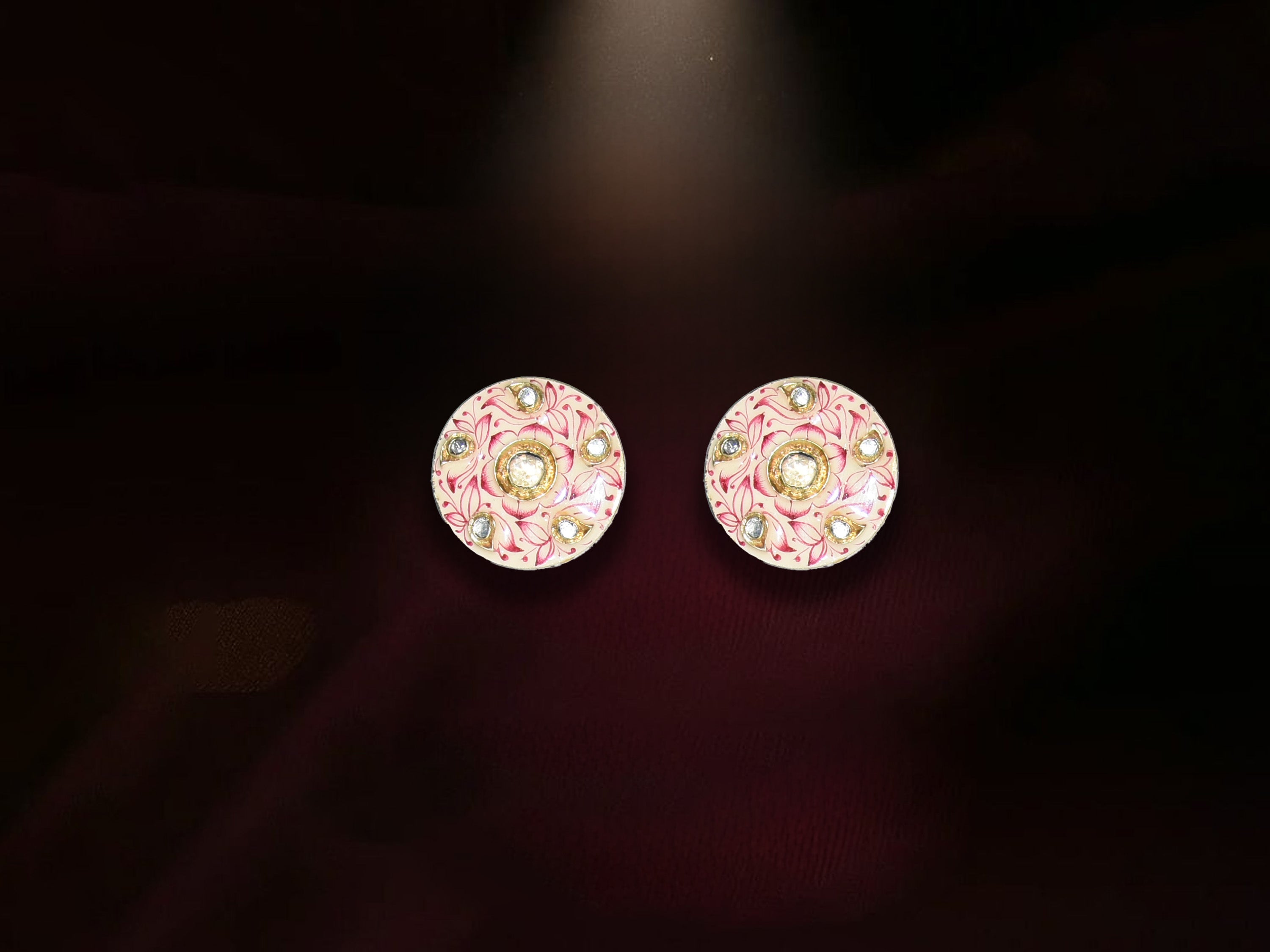 Pink Meenakari Stud Earrings