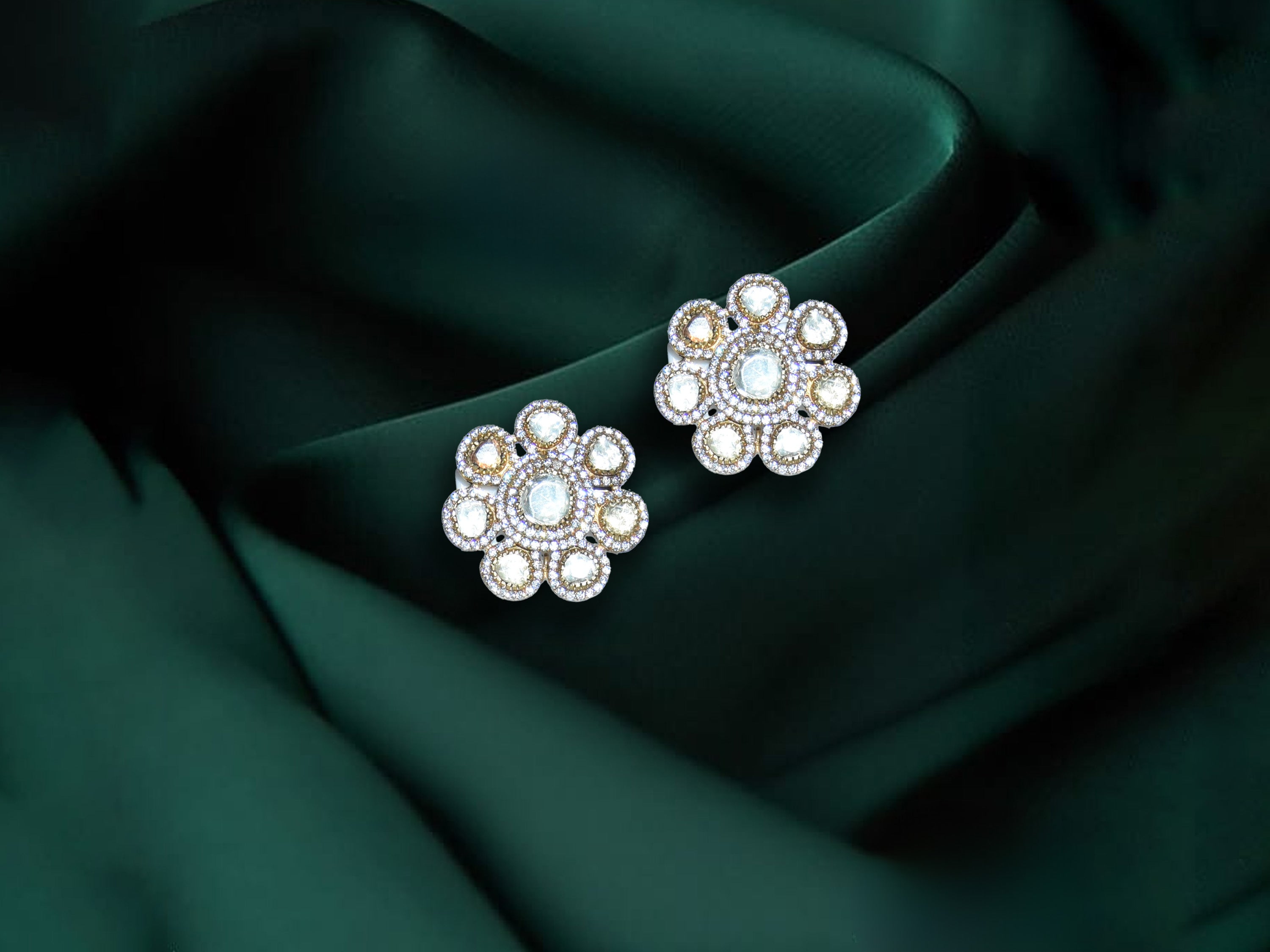 White Floral Stud Earrings