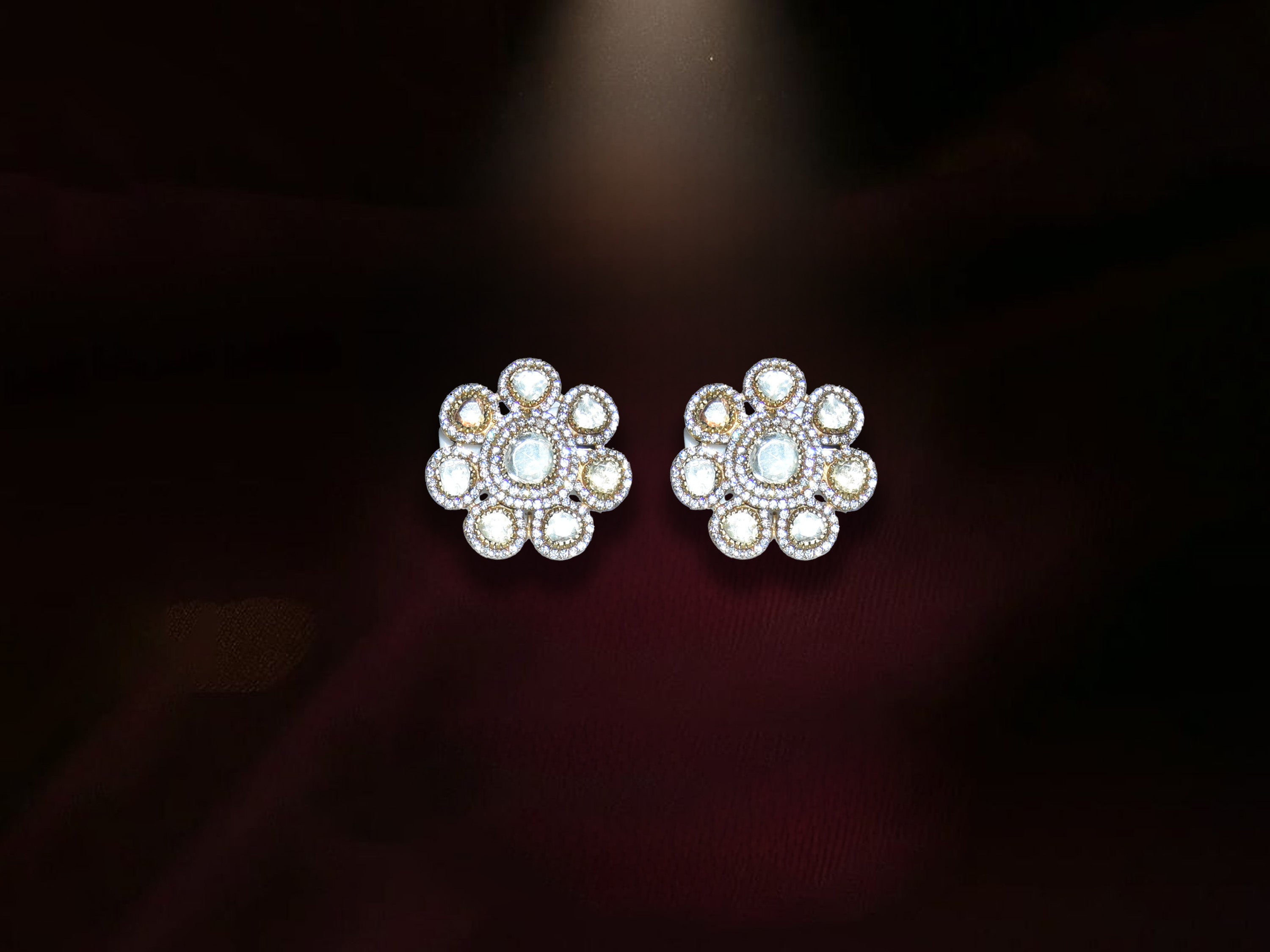 White Floral Stud Earrings