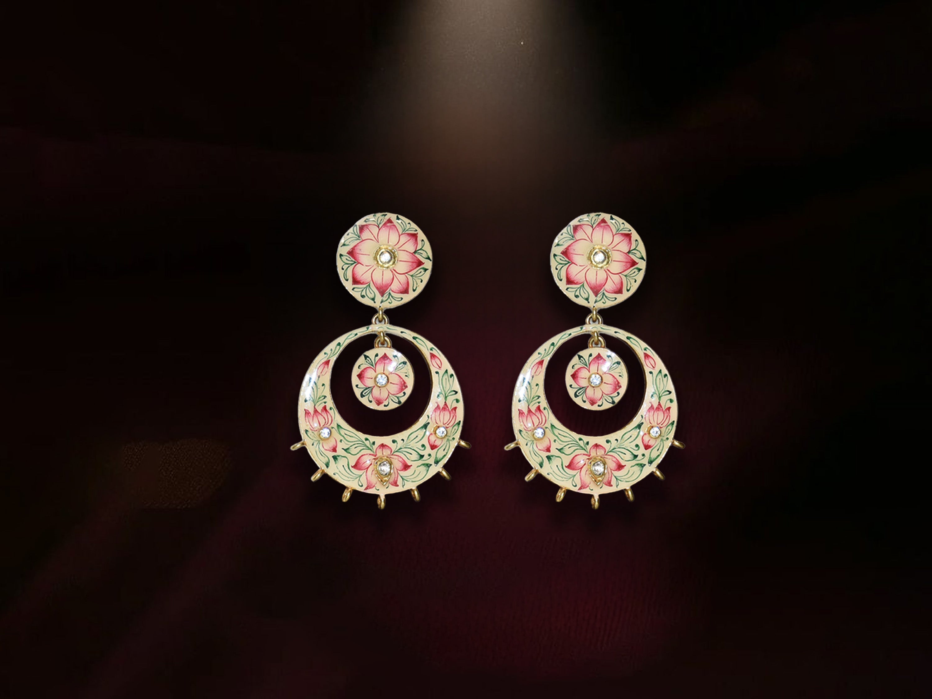 Hand-Painted Floral Hoop Earrings | Statement Ethnic Jewellery for Women