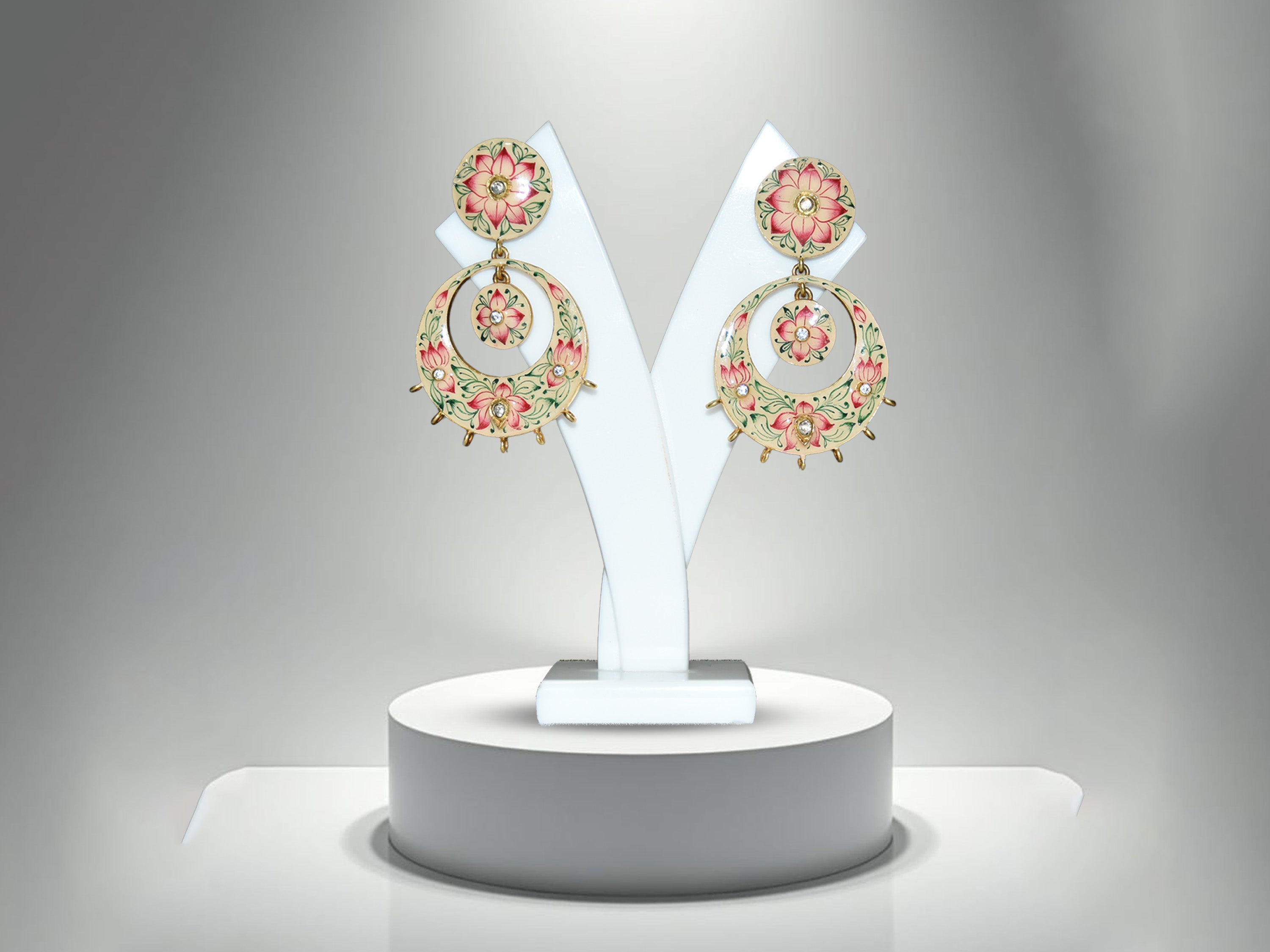Hand-Painted Floral Hoop Earrings | Statement Ethnic Jewellery for Women