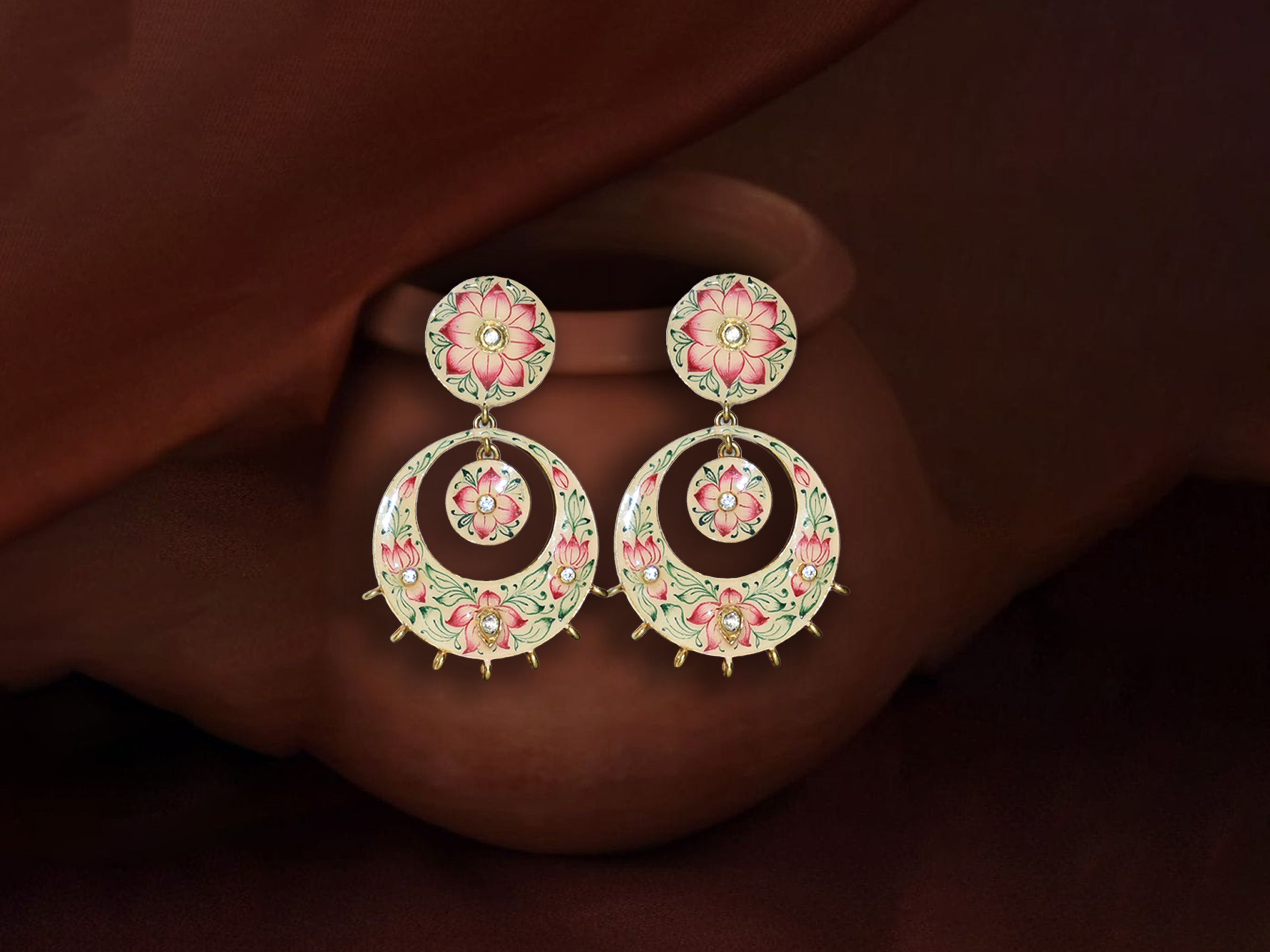 Hand-Painted Floral Hoop Earrings | Statement Ethnic Jewellery for Women
