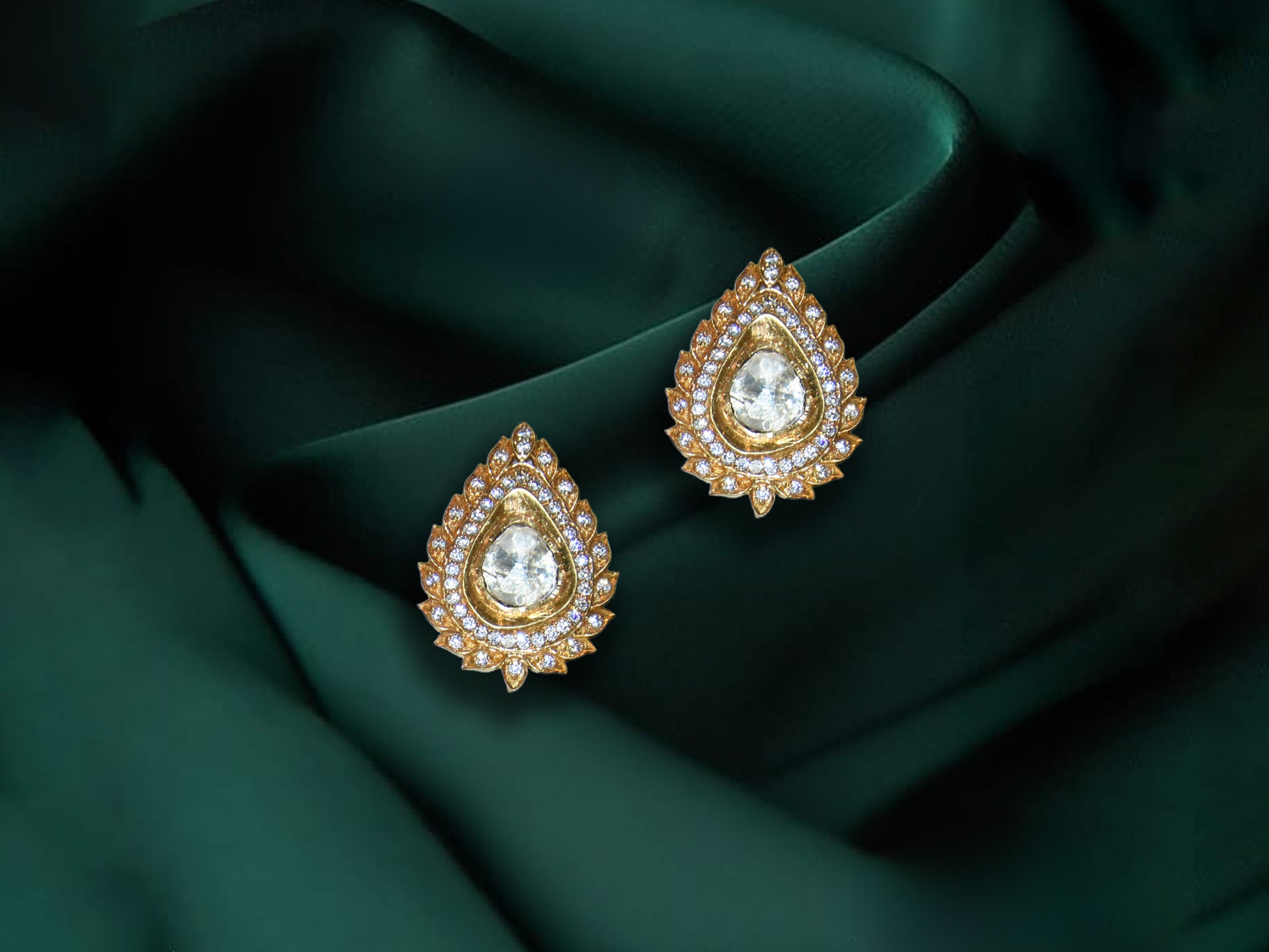 Royal Teardrop Polki Stud Earrings