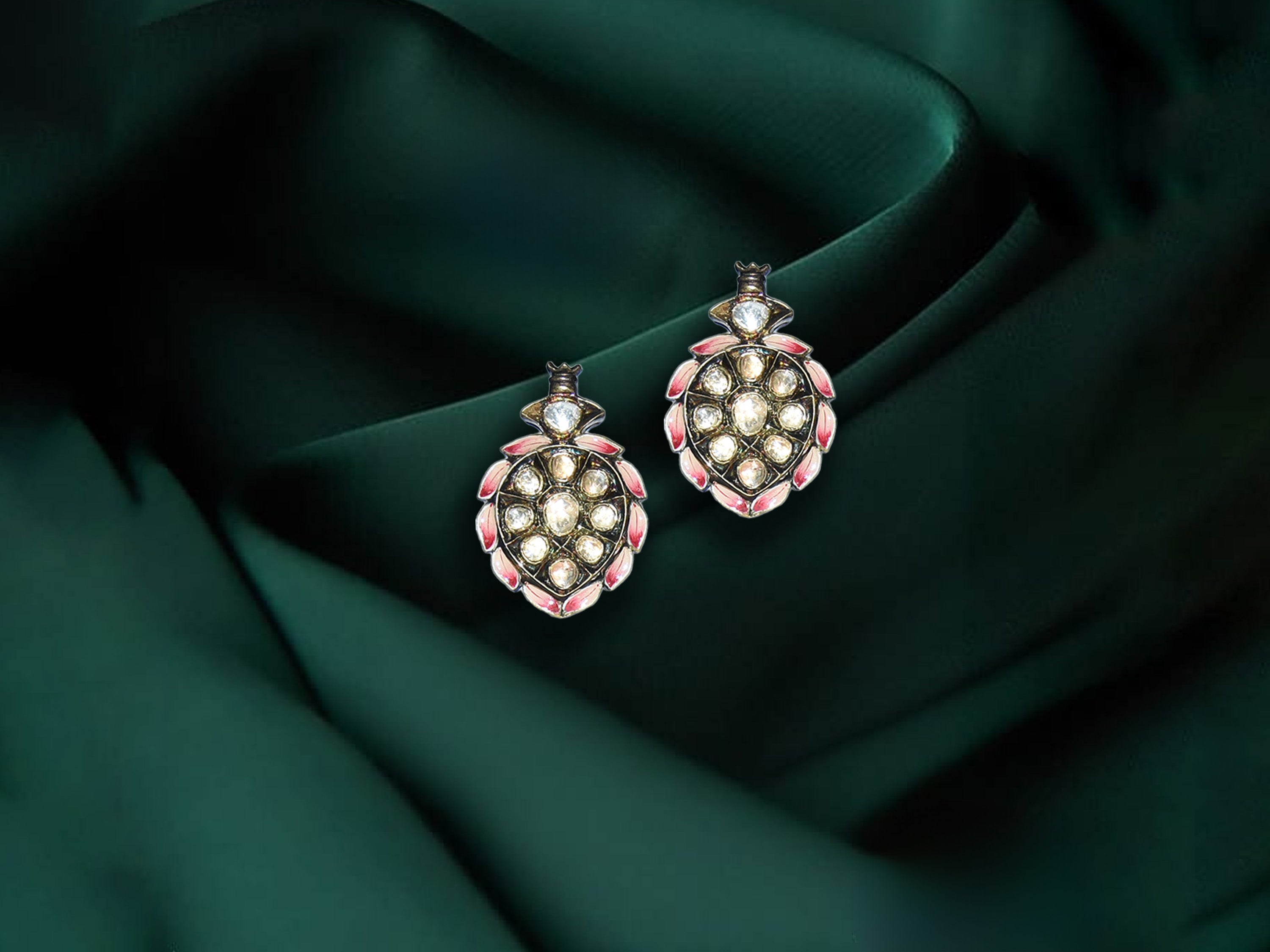 Antique Polki Leaf Stud Earrings