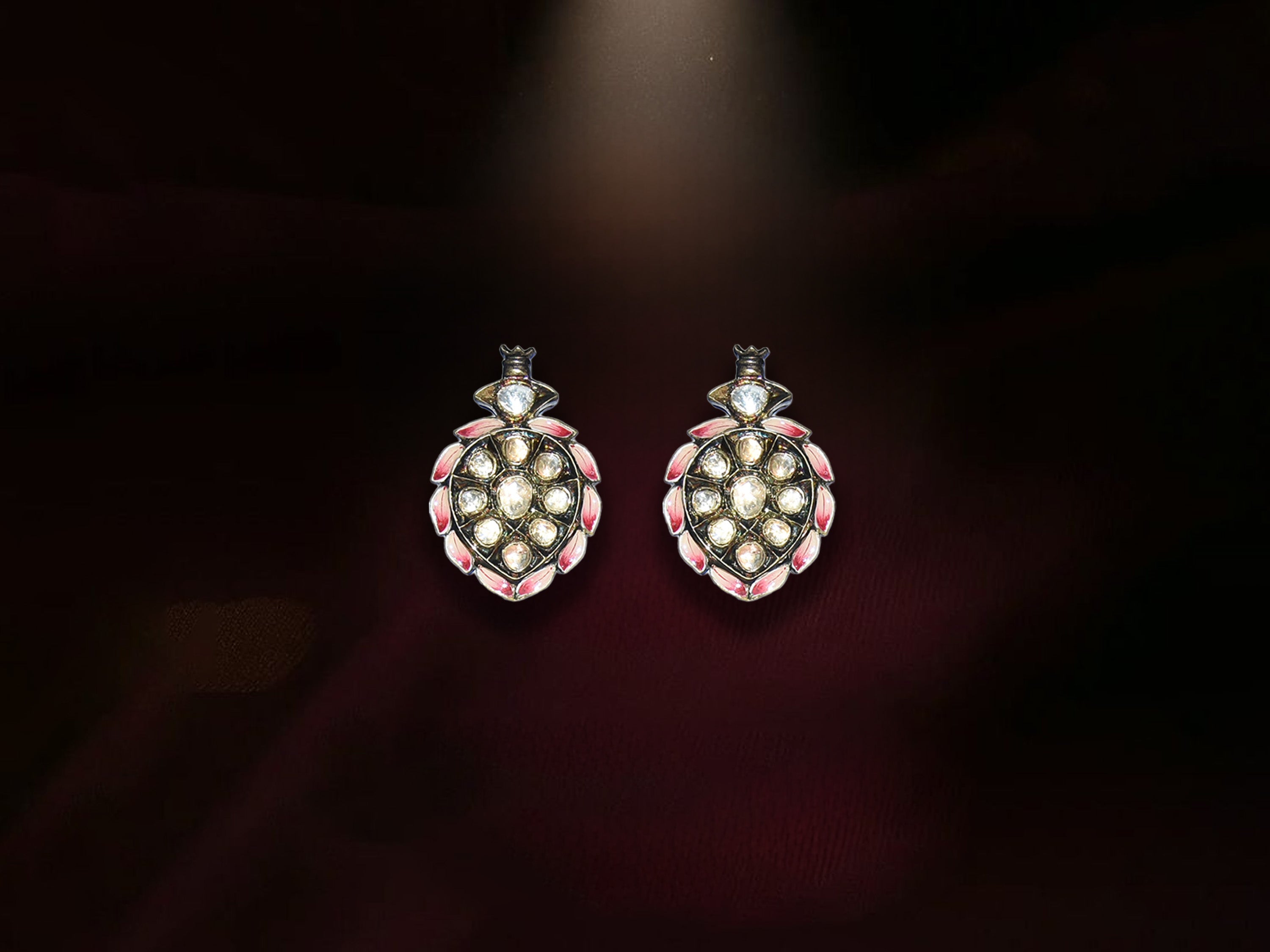 Antique Polki Leaf Stud Earrings