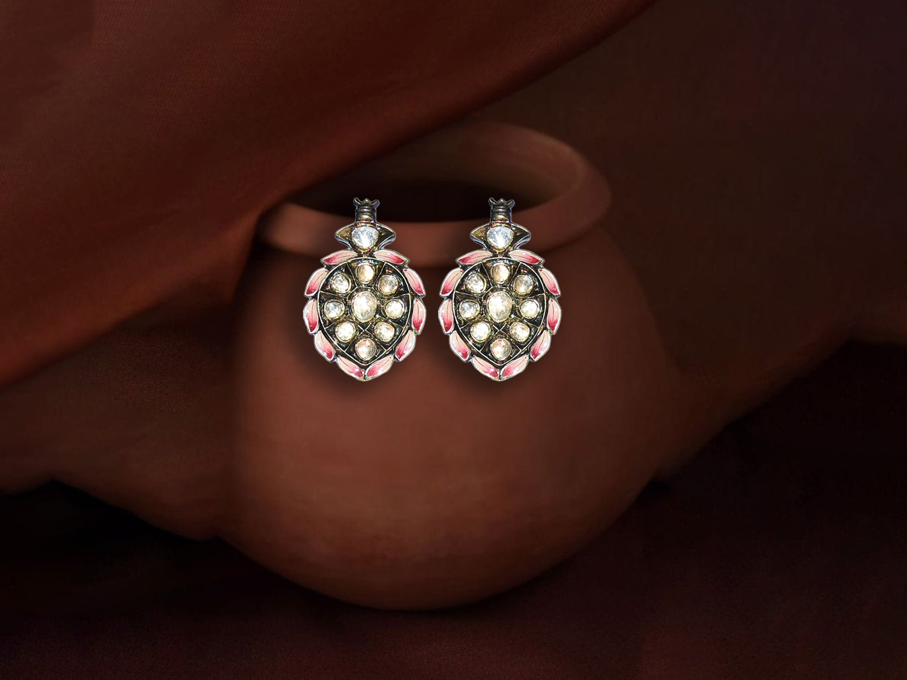 Antique Polki Leaf Stud Earrings
