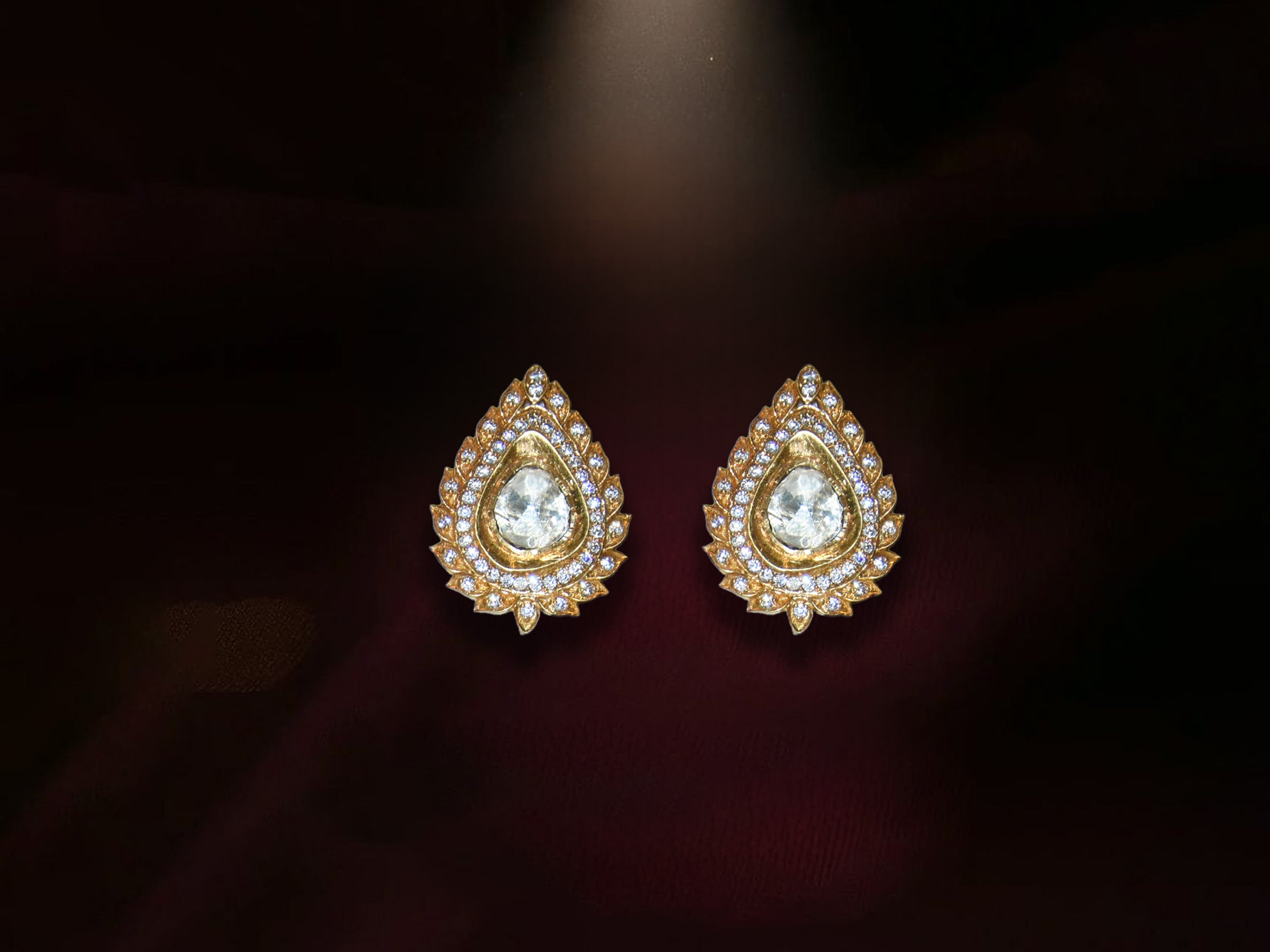 Royal Teardrop Polki Stud Earrings