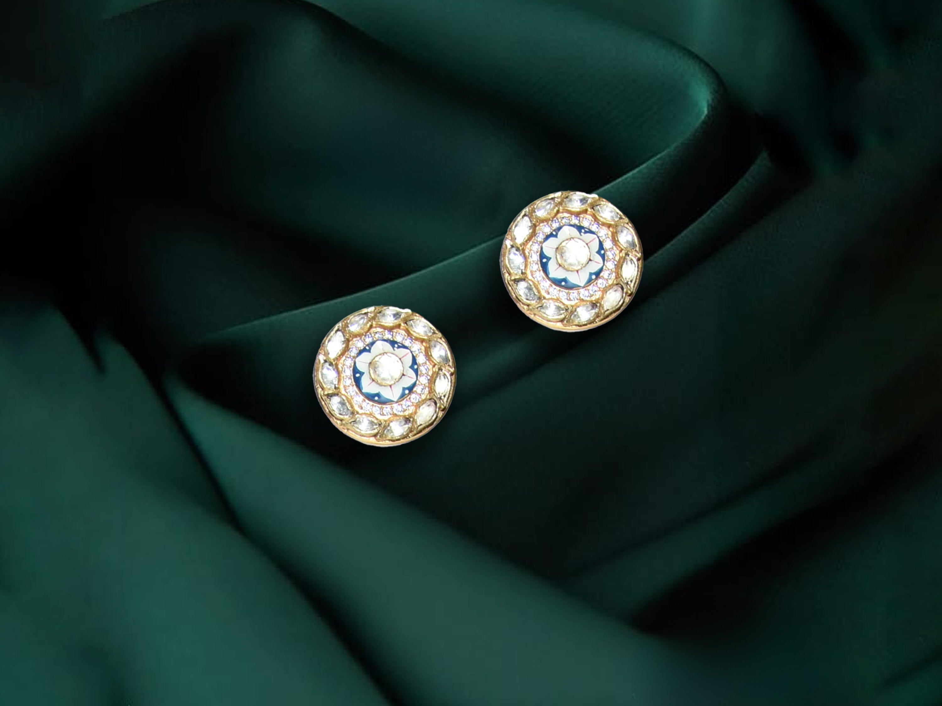 Classic Round Polki Stud Earrings