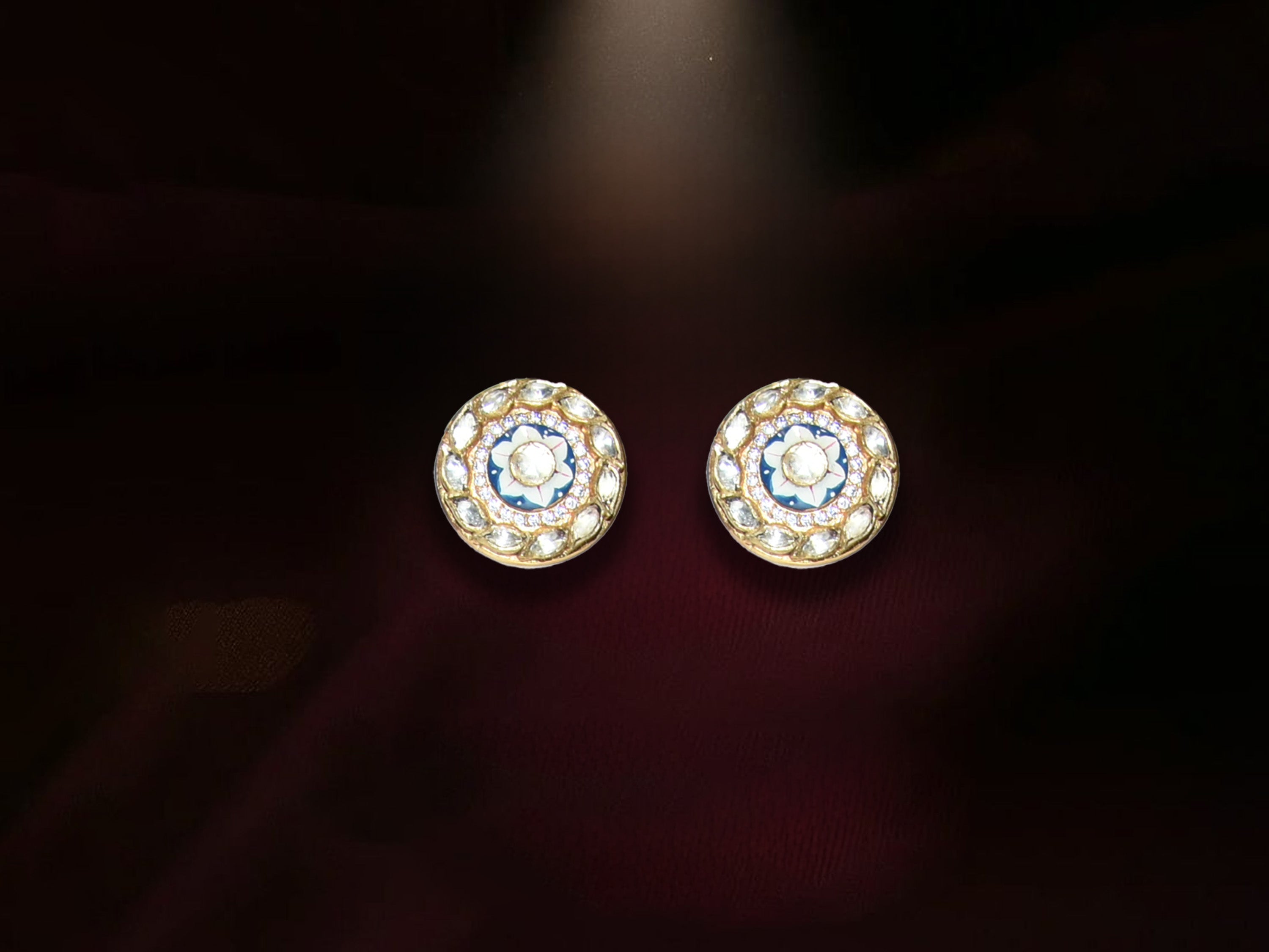 Classic Round Polki Stud Earrings