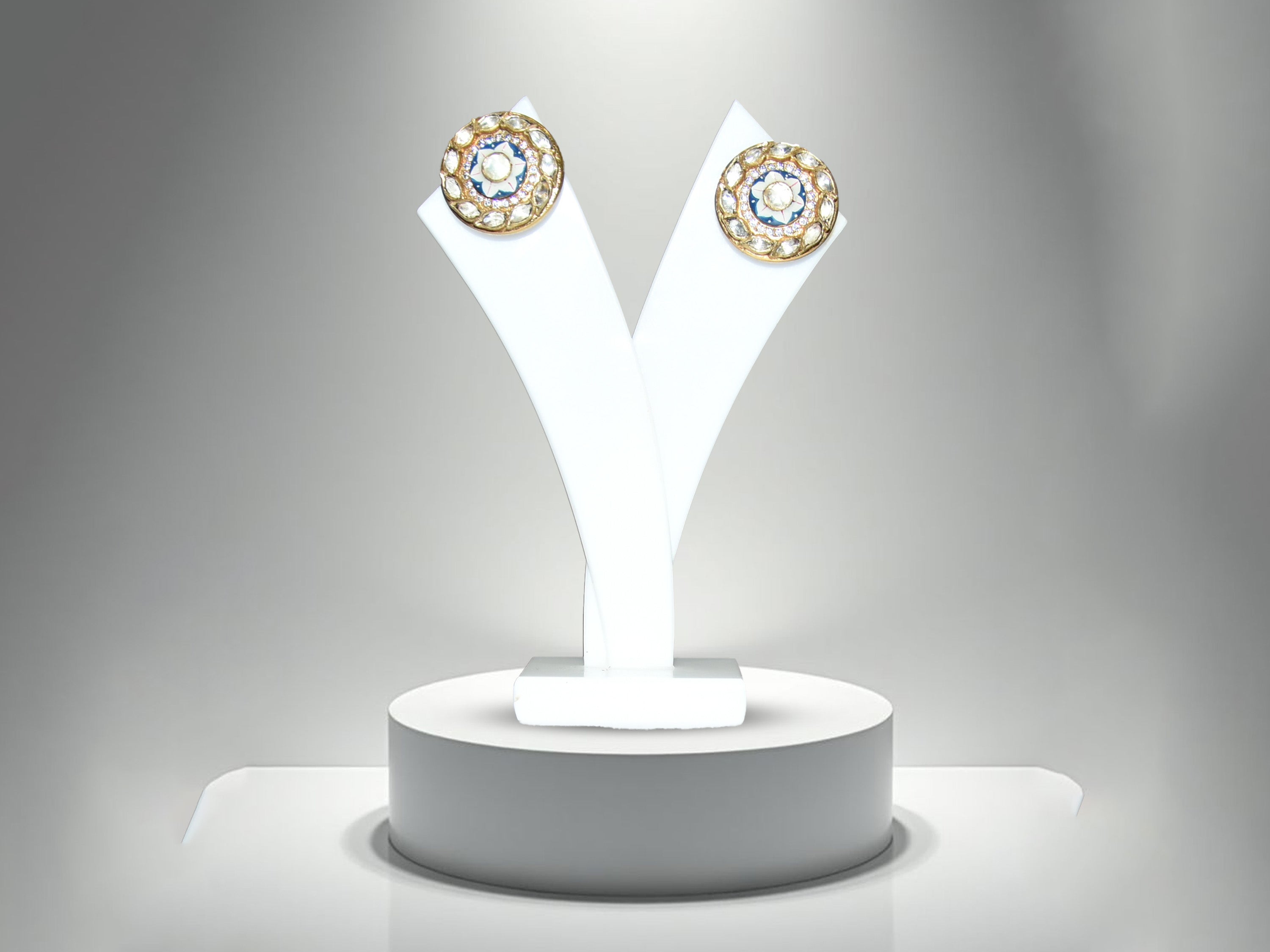 Classic Round Polki Stud Earrings