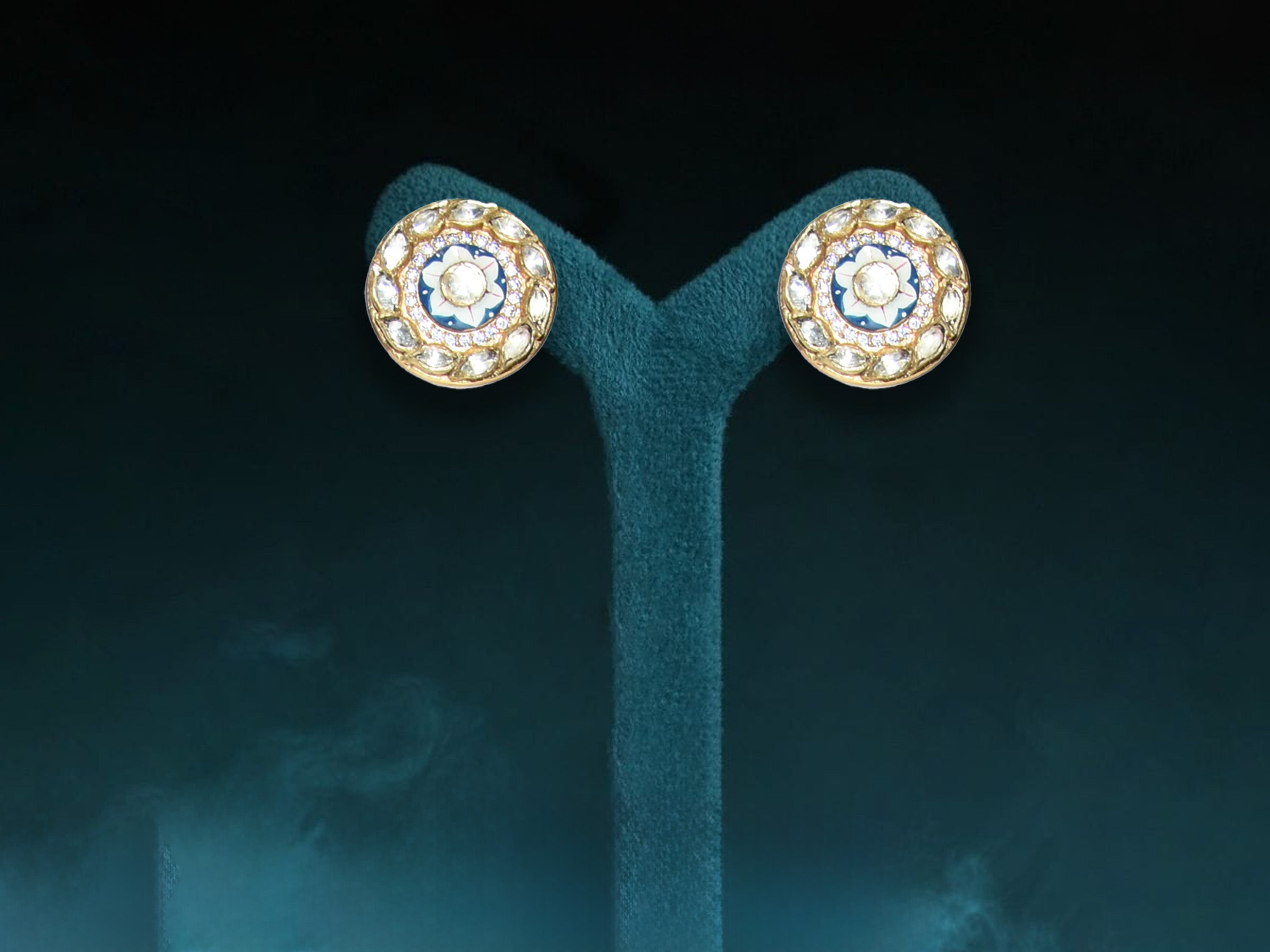 Classic Round Polki Stud Earrings