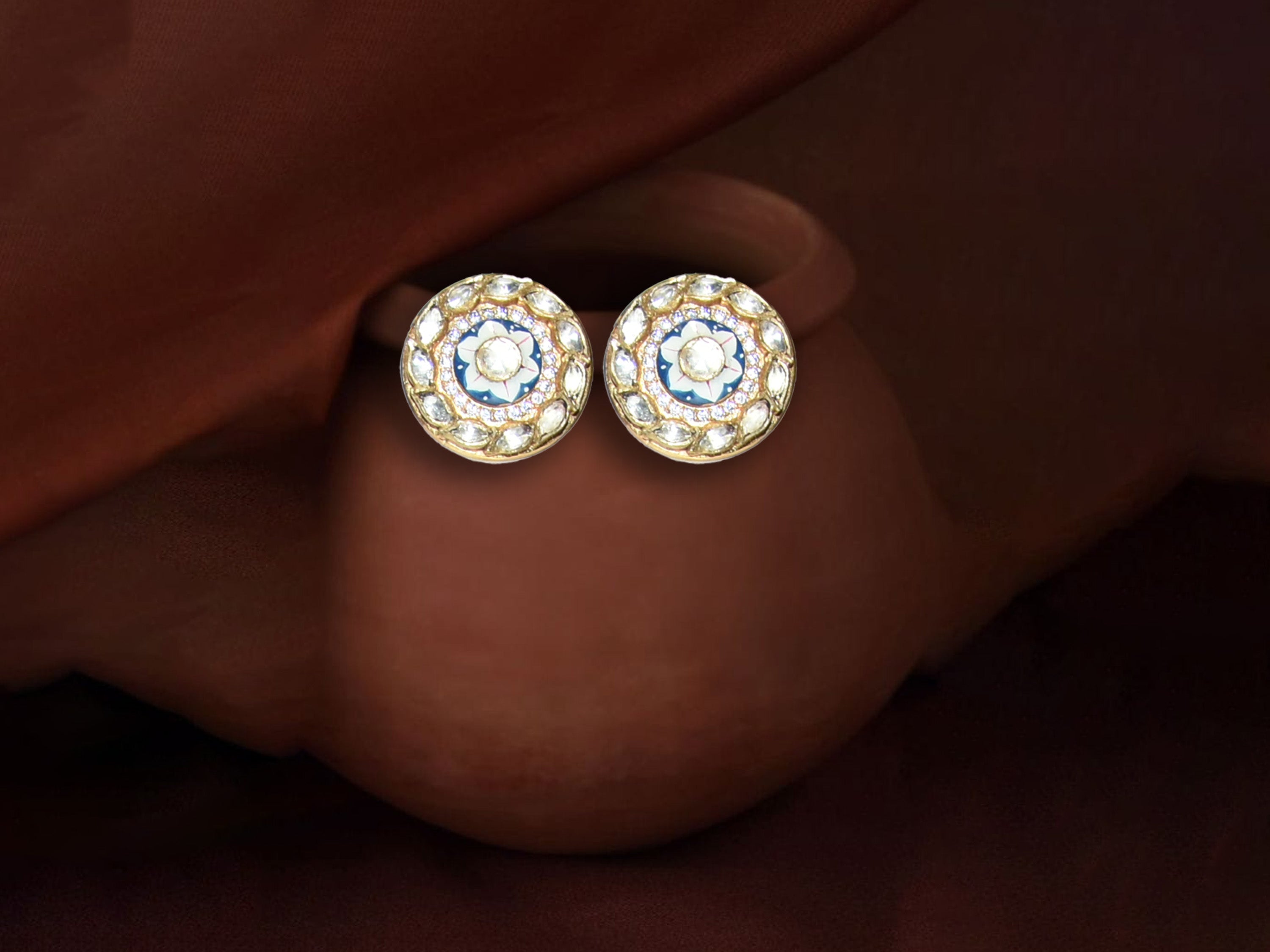 Classic Round Polki Stud Earrings