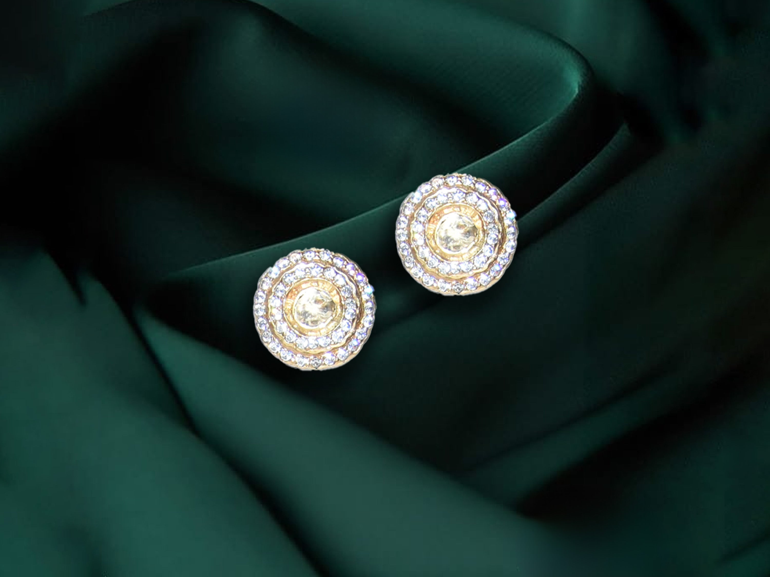 Radiant Round Stone Stud Earrings