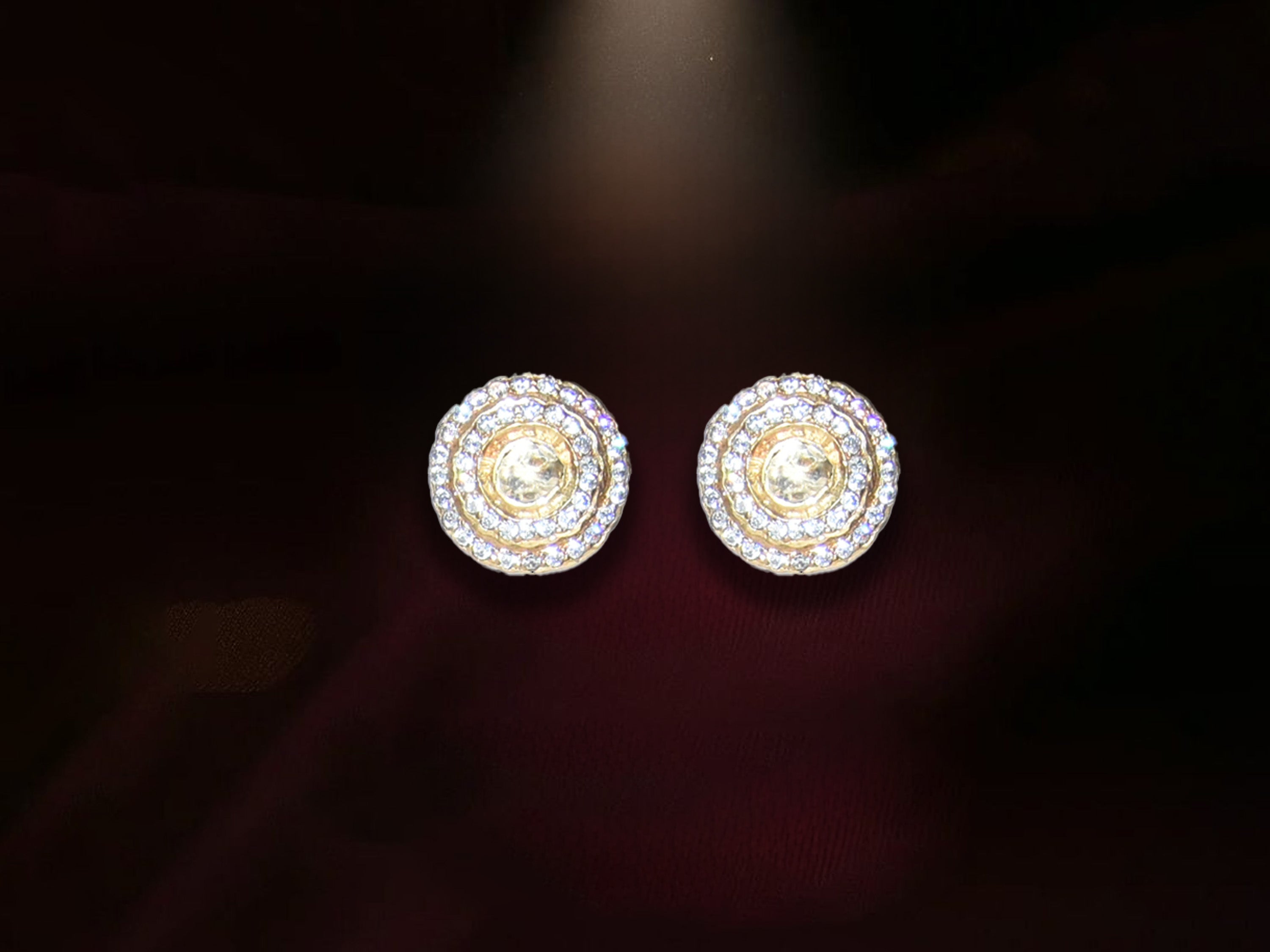Radiant Round Stone Stud Earrings