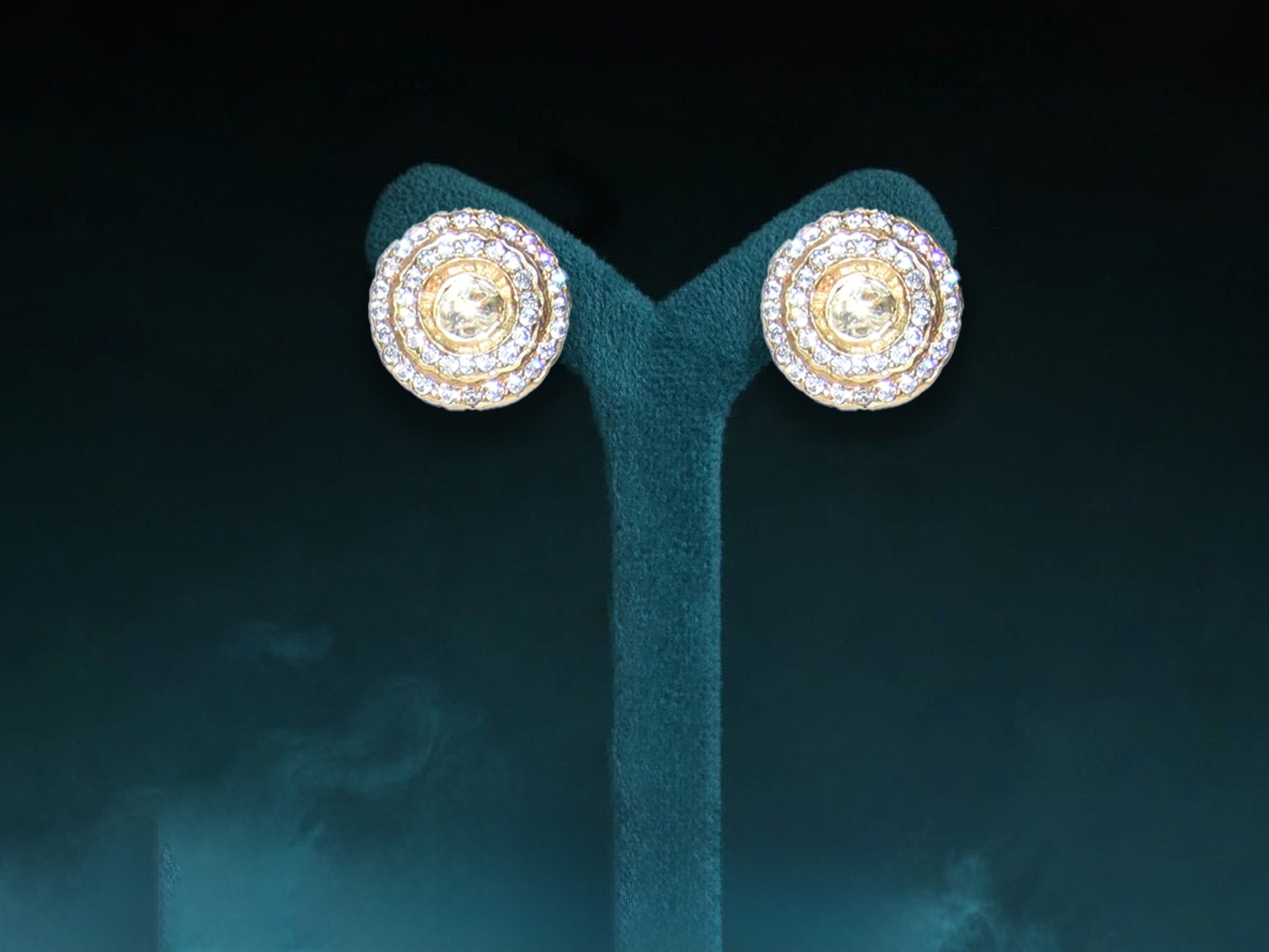 Radiant Round Stone Stud Earrings