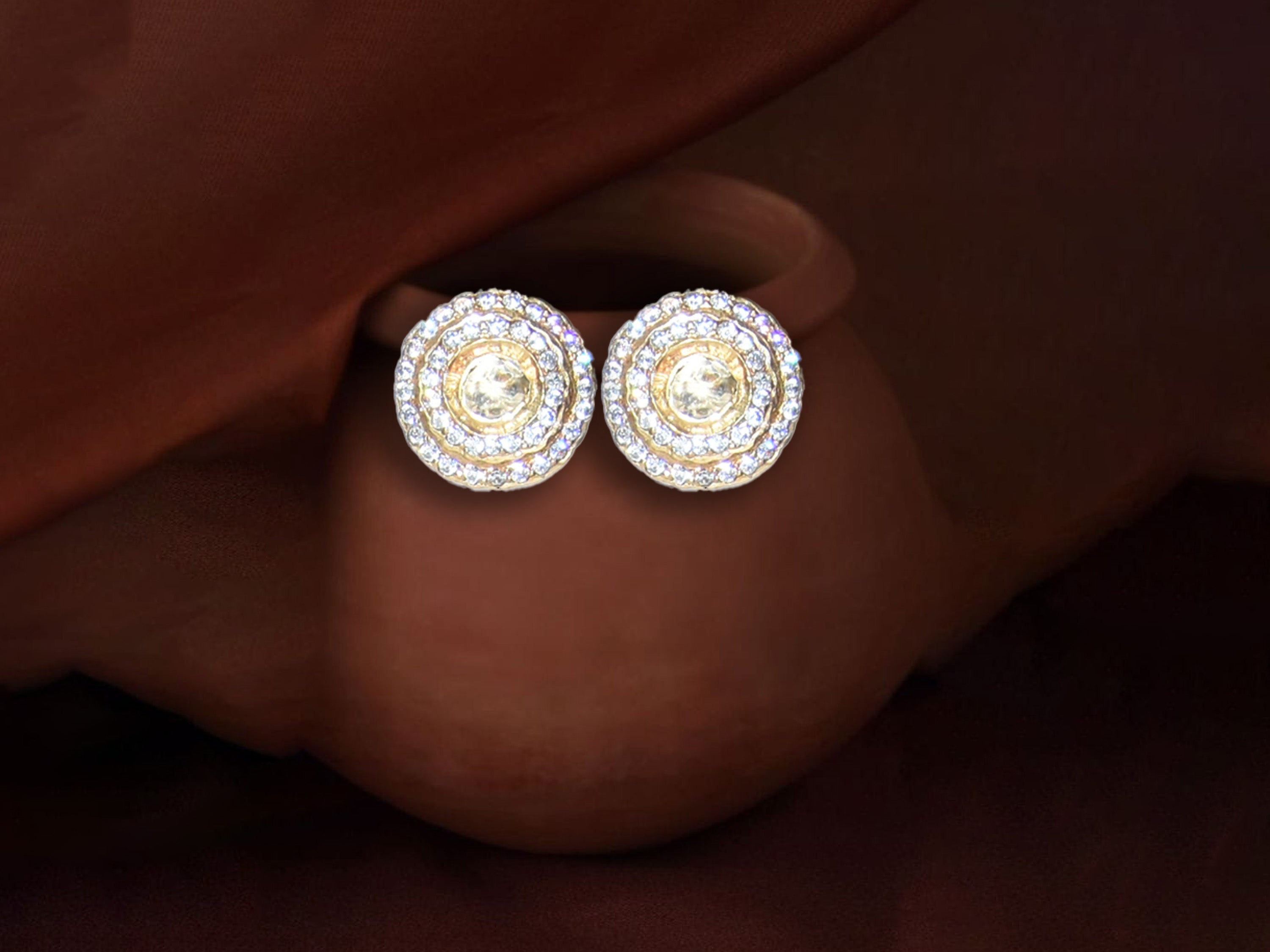 Radiant Round Stone Stud Earrings