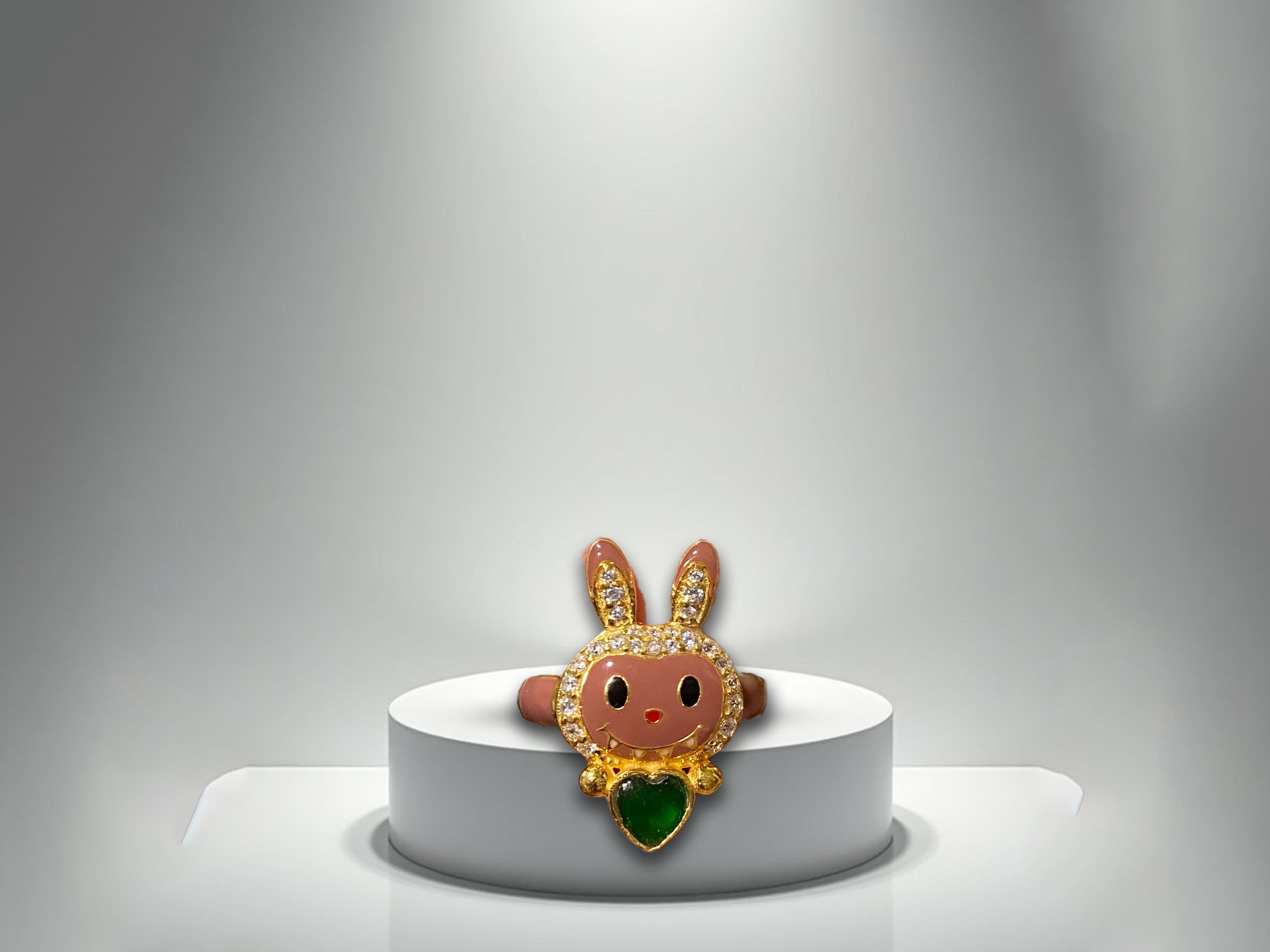 Labubu Doll Ring – Cute Adjustable Fashion Ring with Heart Stone