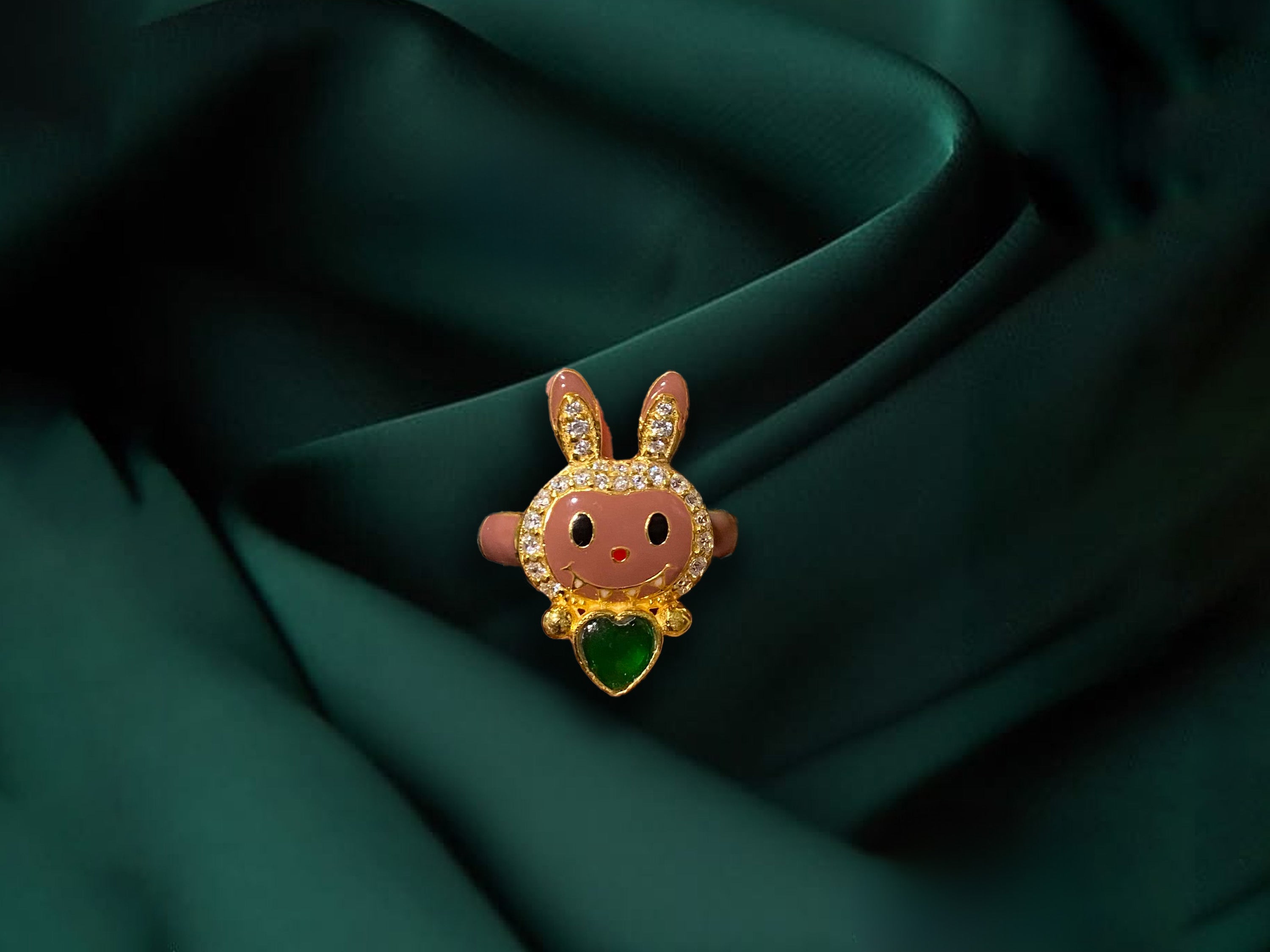 Labubu Doll Ring – Cute Adjustable Fashion Ring with Heart Stone