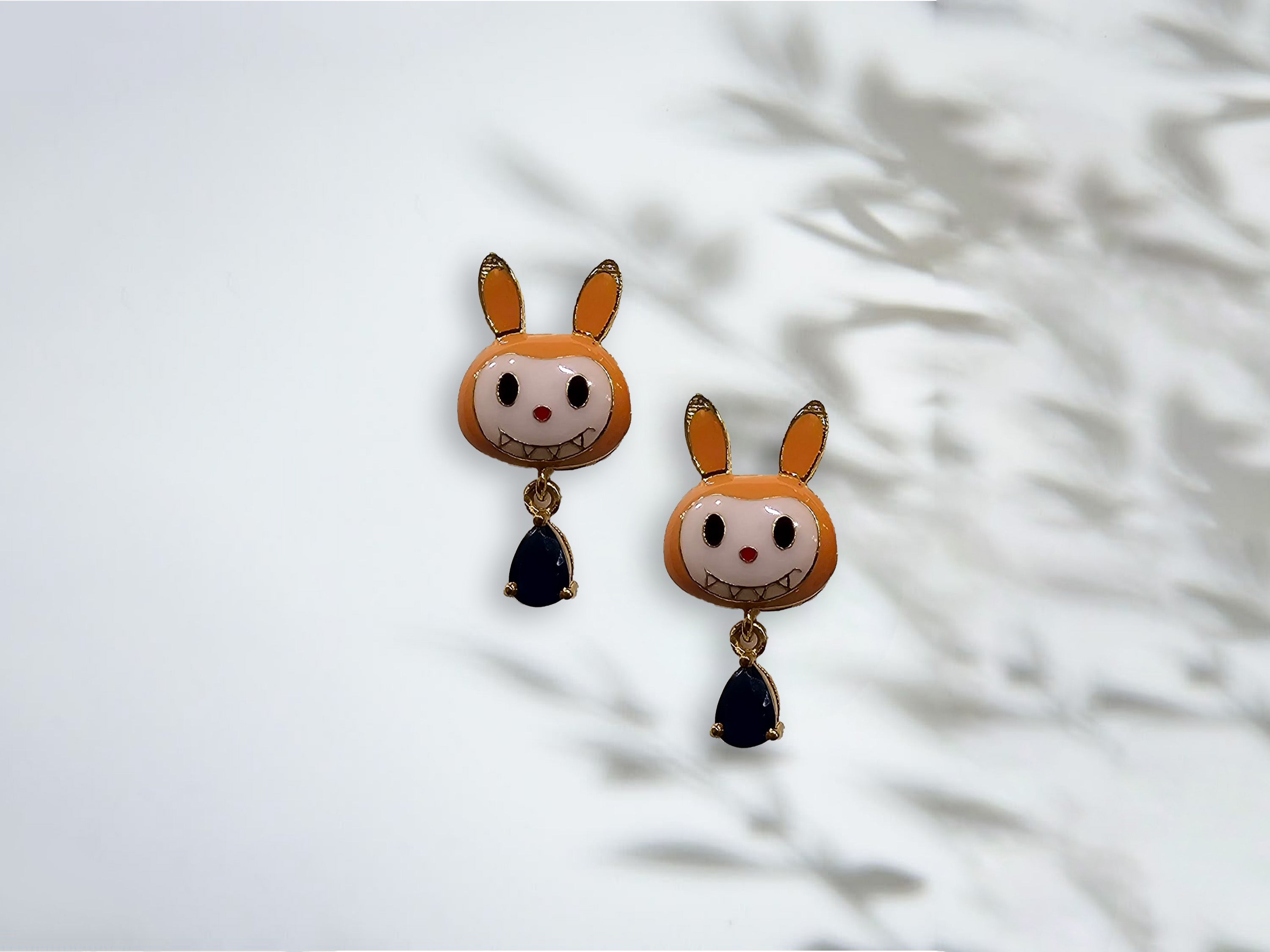Labubu Doll Earrings – Cute Gold Plated Drop Earrings with Stone Charm