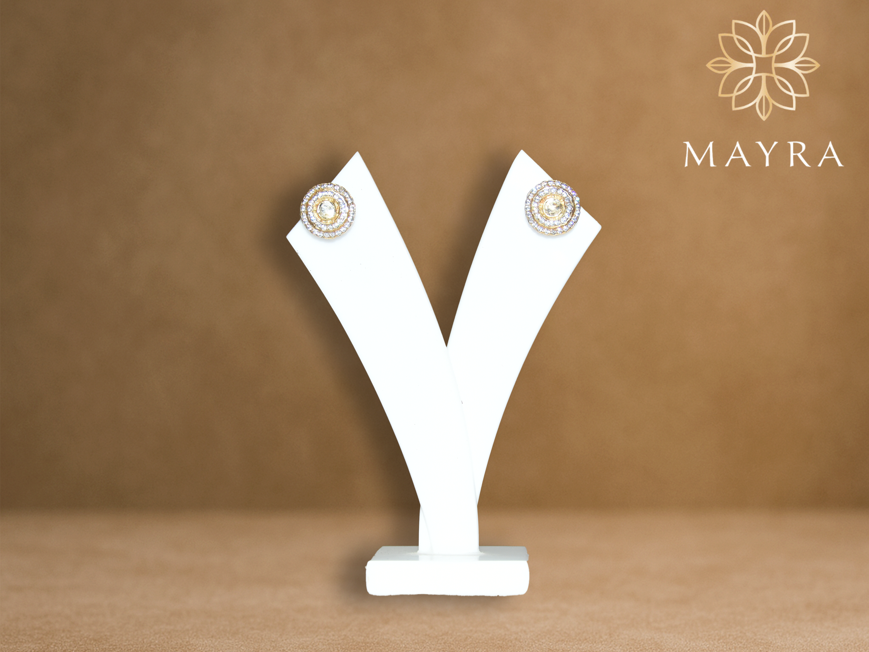 Radiant Round Stone Stud Earrings