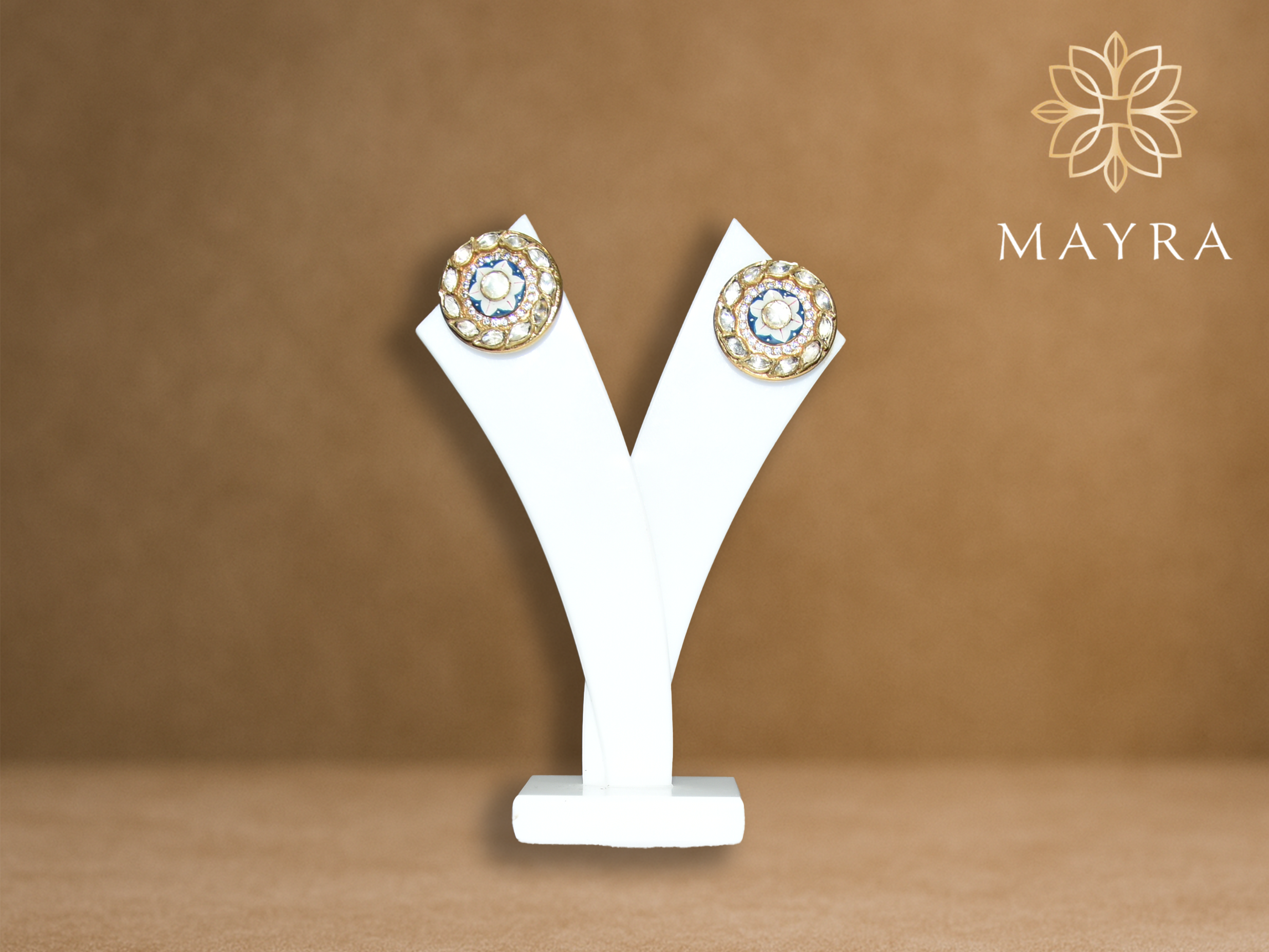 Classic Round Polki Stud Earrings