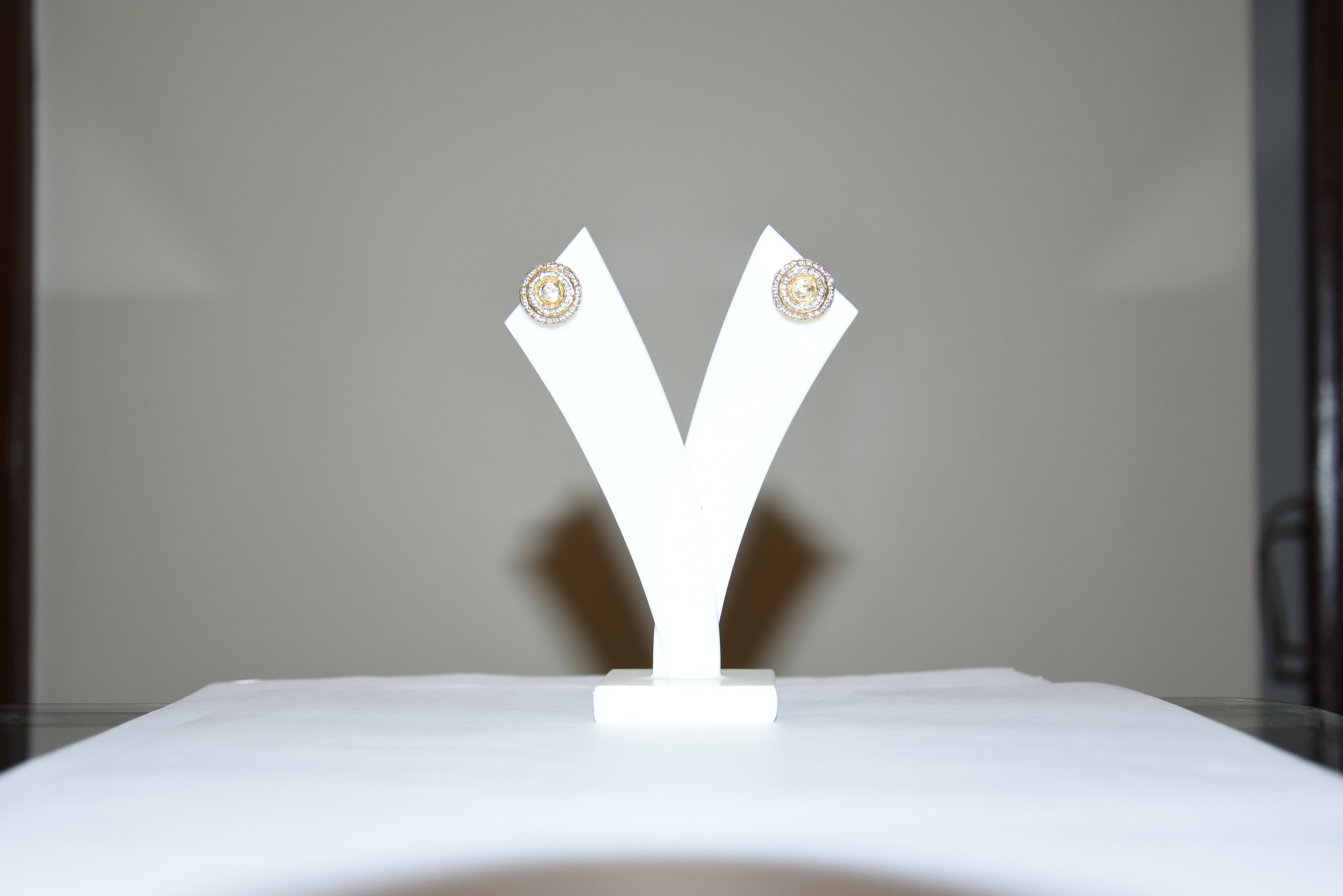 Radiant Round Stone Stud Earrings