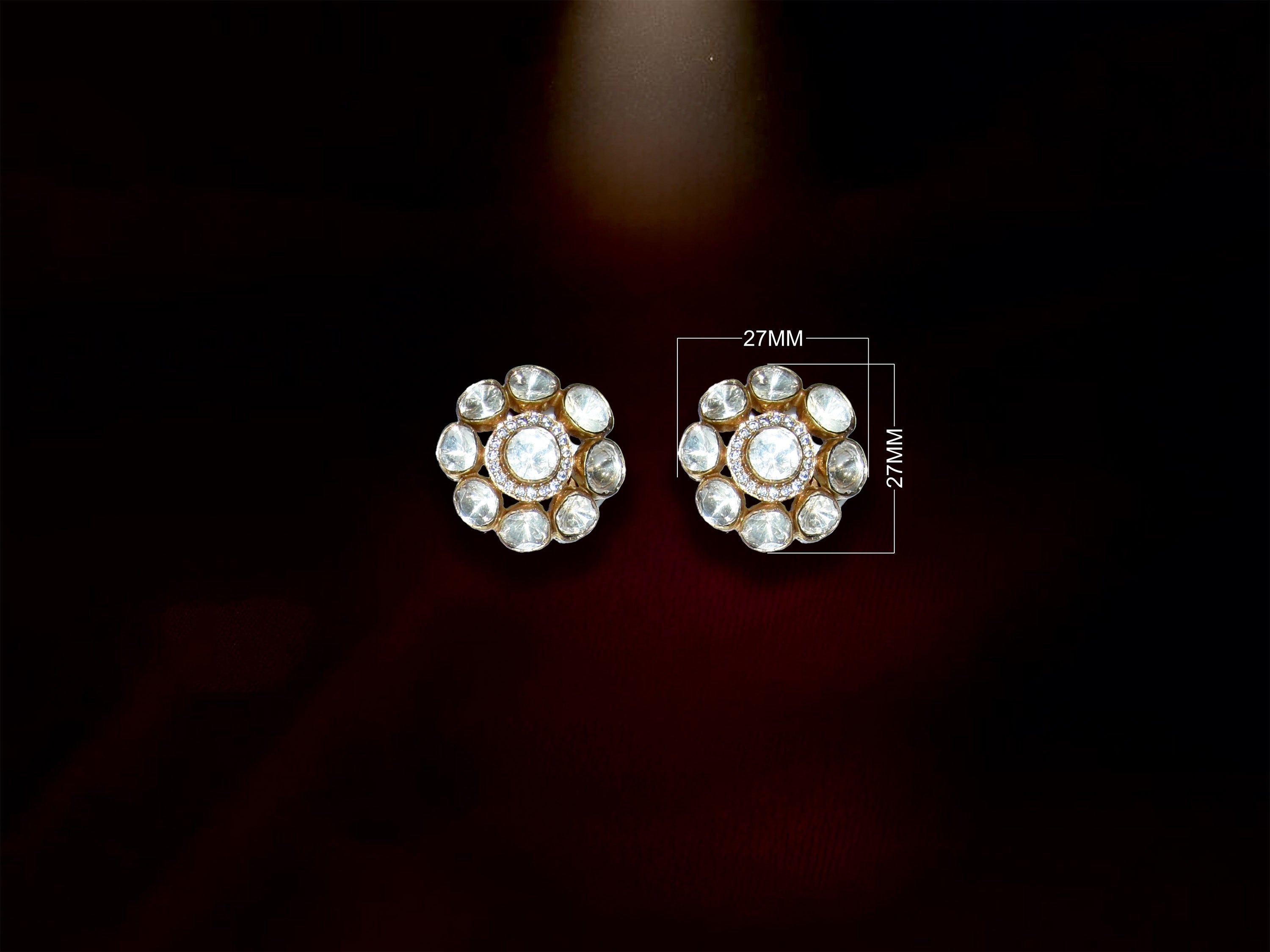 Classic Polki Floral Stud Earrings