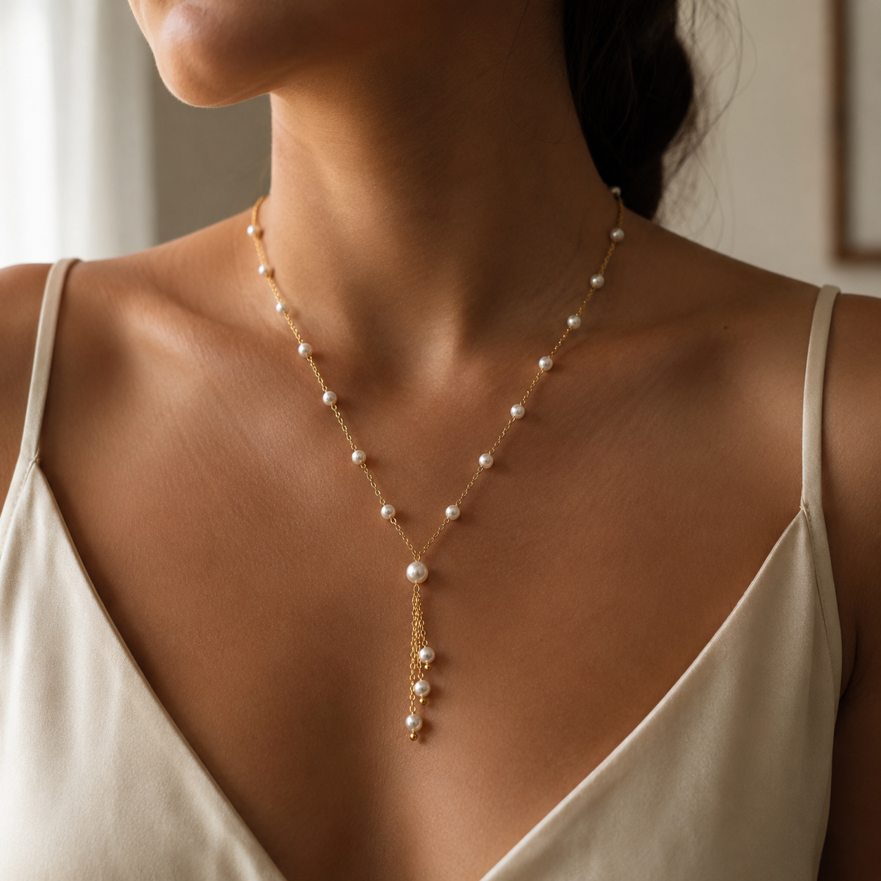 Celeste Pearl Drop Necklace