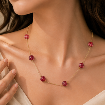 Red Coral Minimal Beads Necklace
