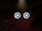 Royal Blue Floral Enamel Stud Earrings