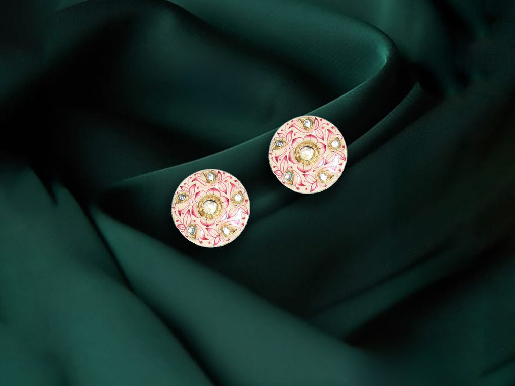 Pink Meenakari Stud Earrings