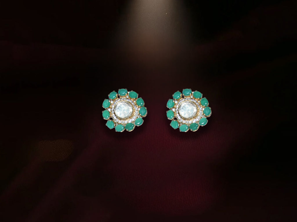 Green Floral Stud Earrings