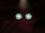 Green Floral Stud Earrings