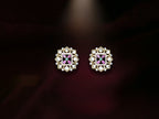 Purple Square Floral Stud Earrings