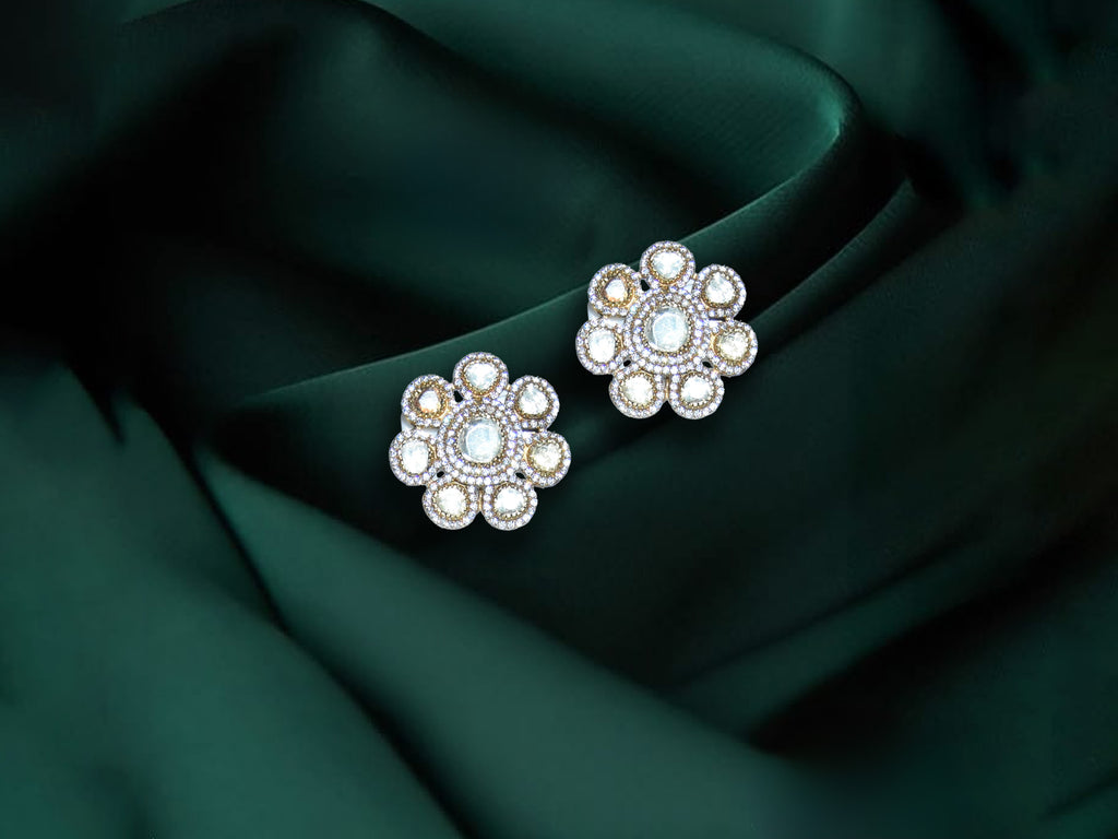 White Floral Stud Earrings