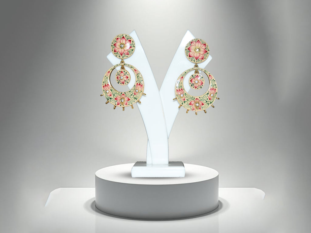 Hand-Painted Floral Hoop Earrings | Statement Ethnic Jewellery for Women