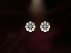 Royal Blue Polki Floral Stud Earrings