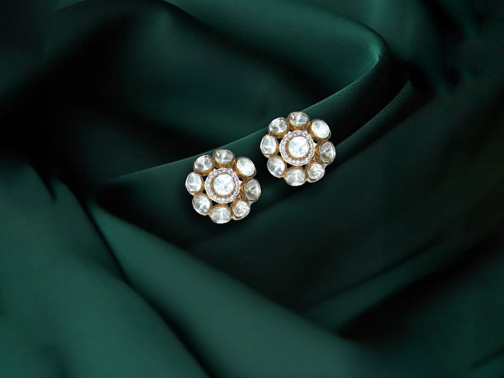 Classic Polki Floral Stud Earrings