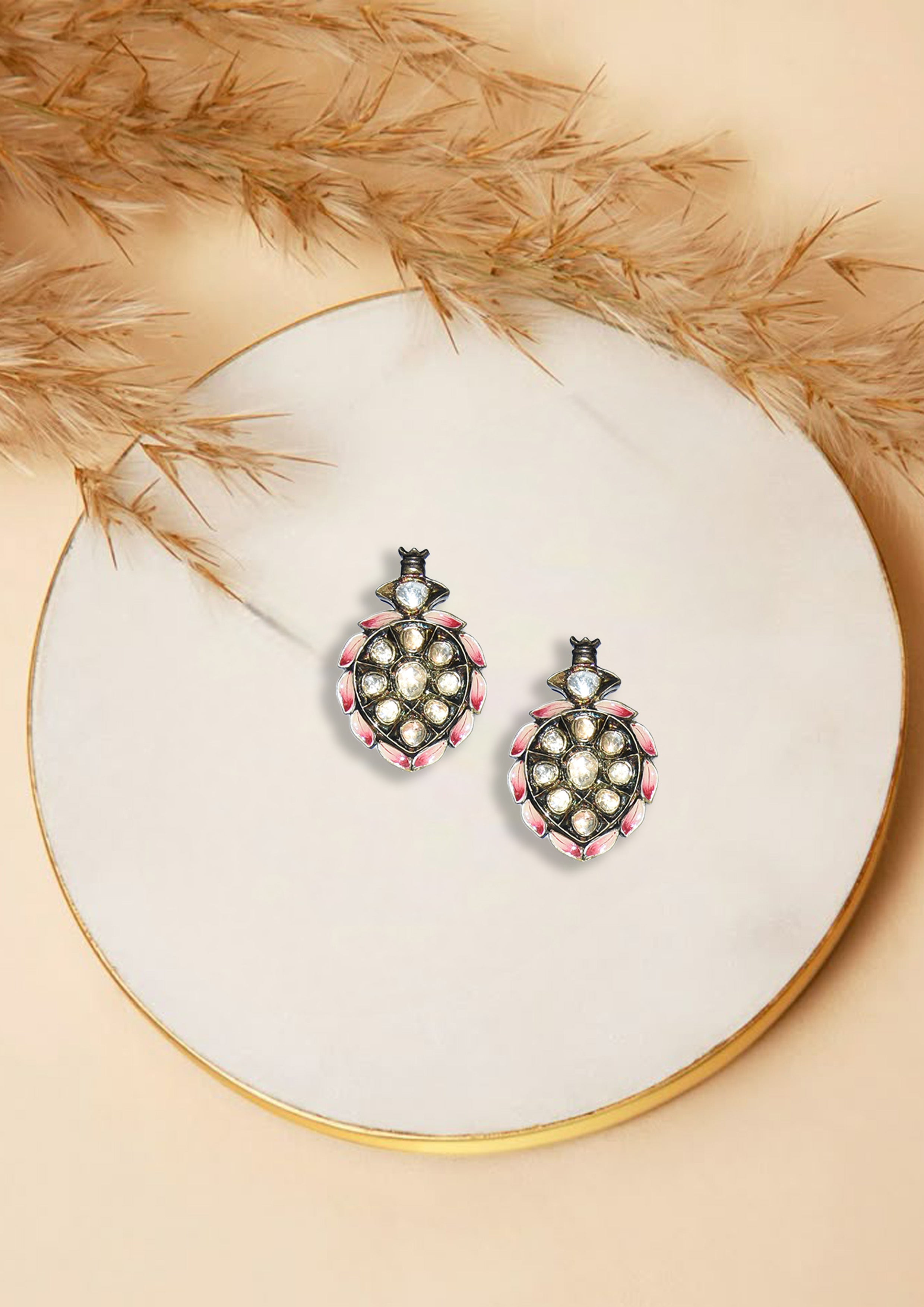 Antique Polki Leaf Stud Earrings