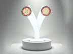 Pink Floral Enamel Stud Earrings
