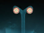 Pink Floral Enamel Stud Earrings