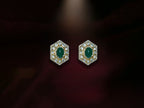 Green Stone Hexagon Stud Earrings