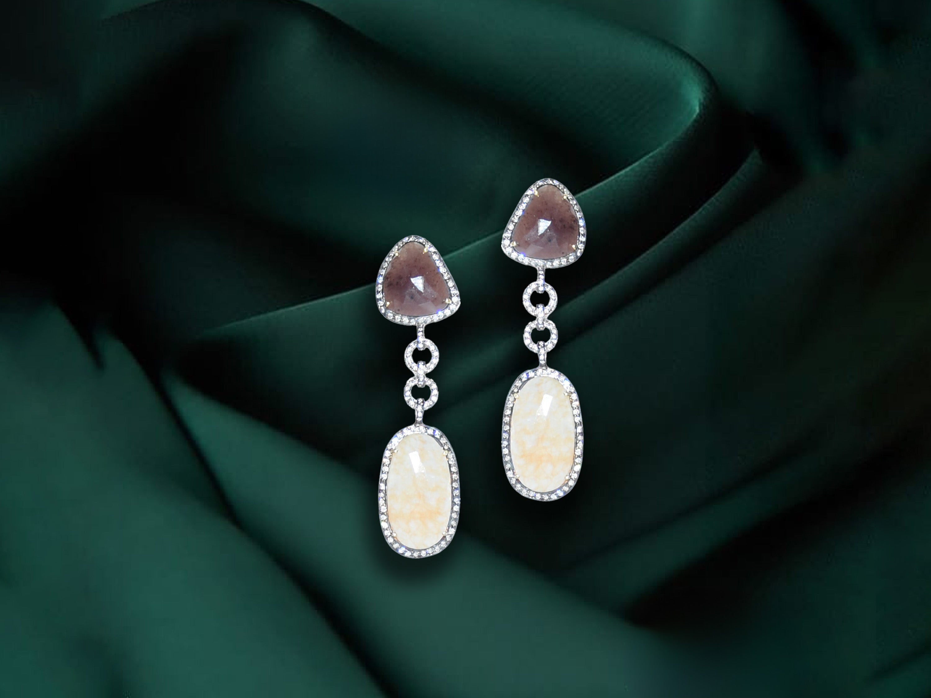 Luxury Dual-Tone Sapphire Drop Earrings