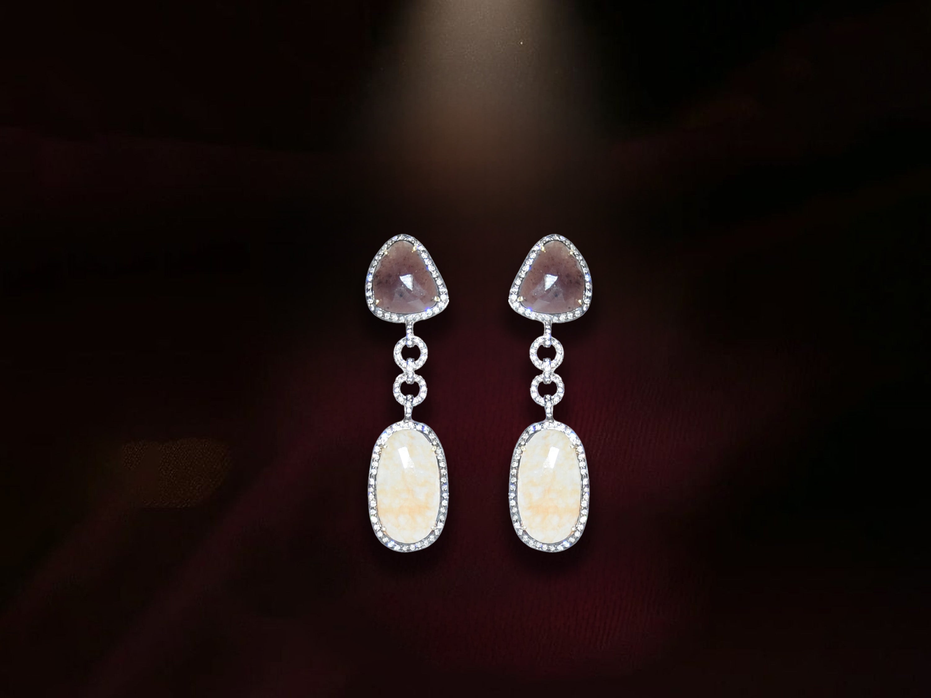 Luxury Dual-Tone Sapphire Drop Earrings
